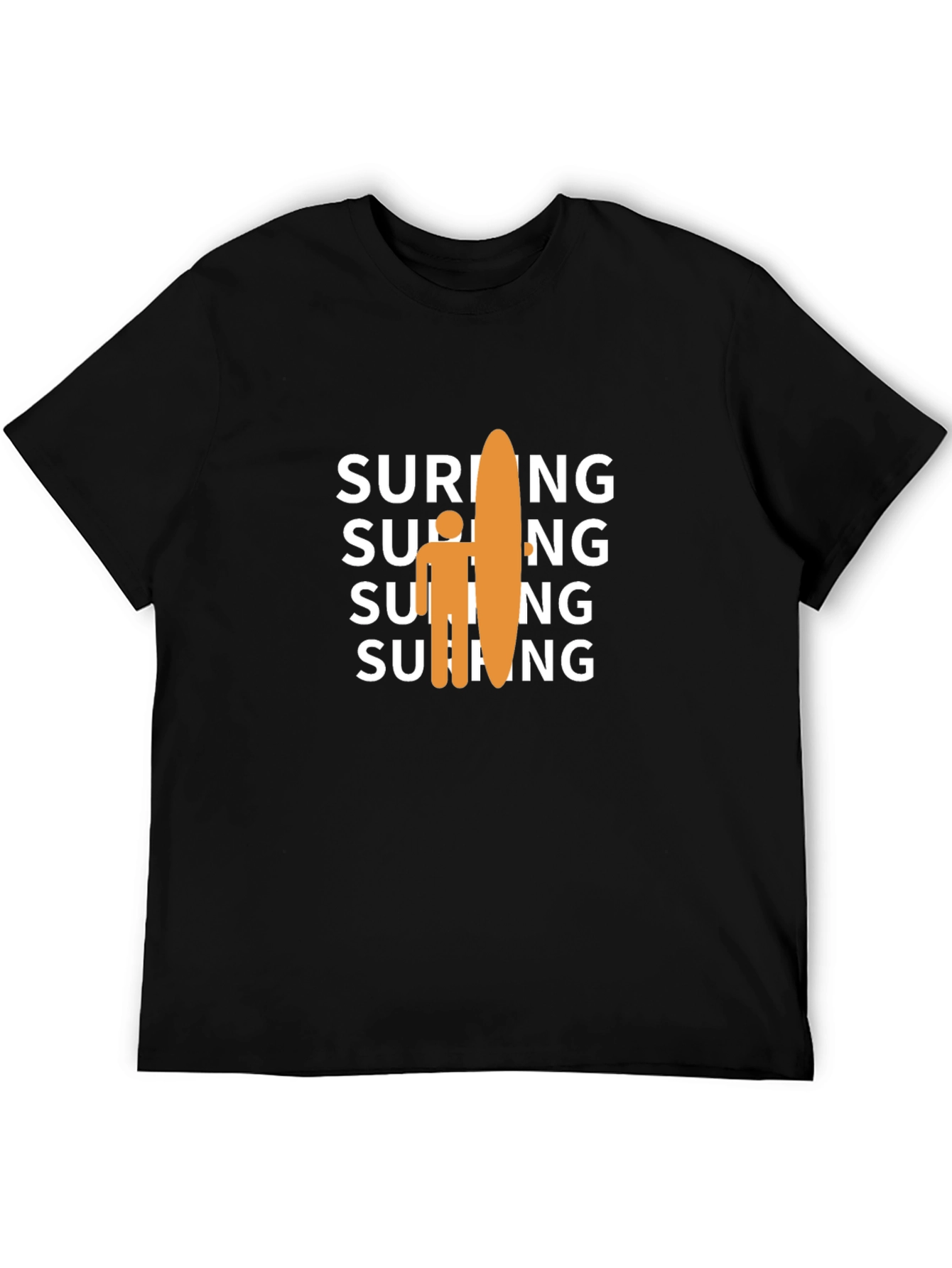 Surfing Graphic Tee - Casual Black T-Shirt