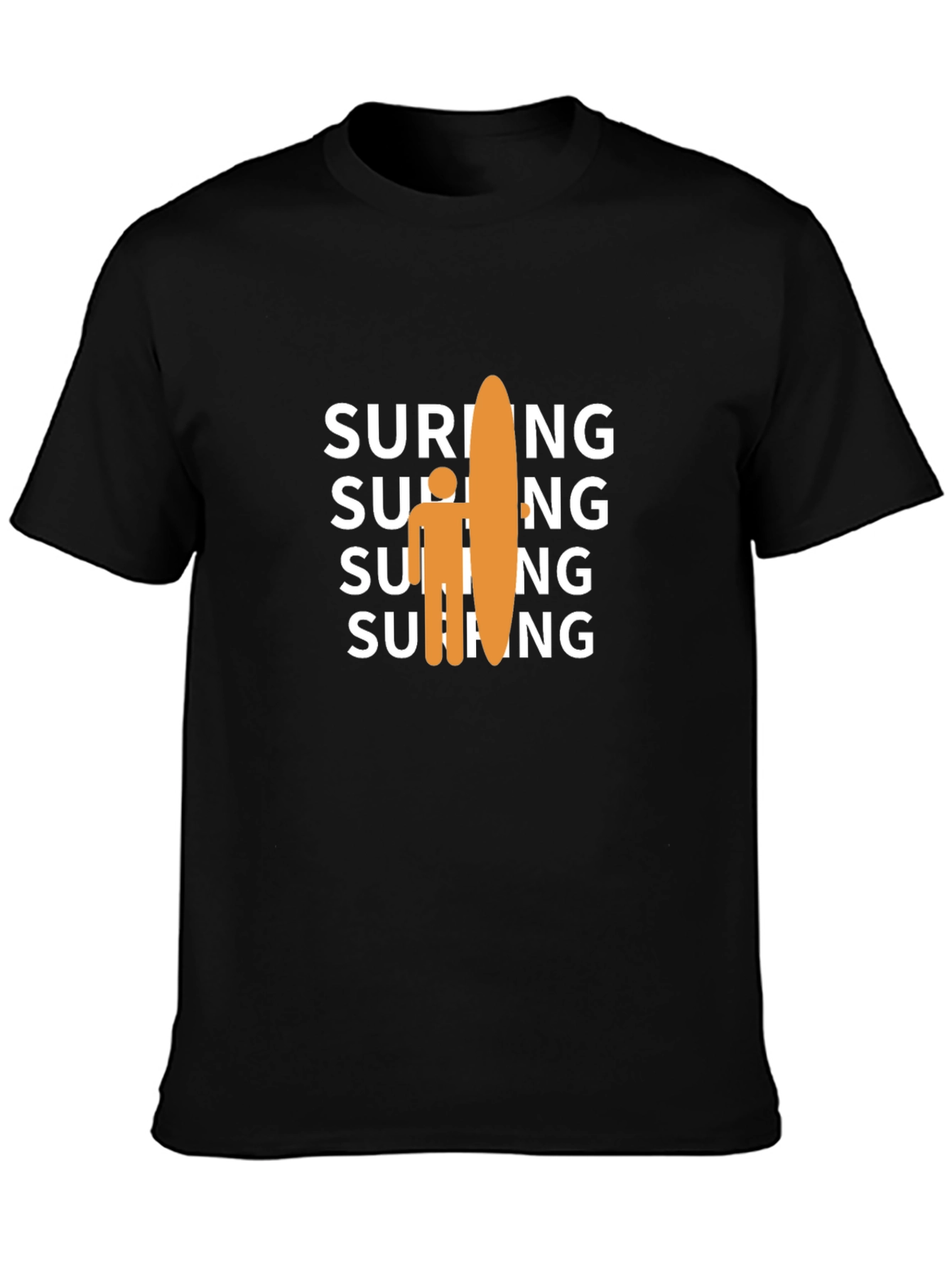 Surfing Graphic Tee - Casual Black T-Shirt