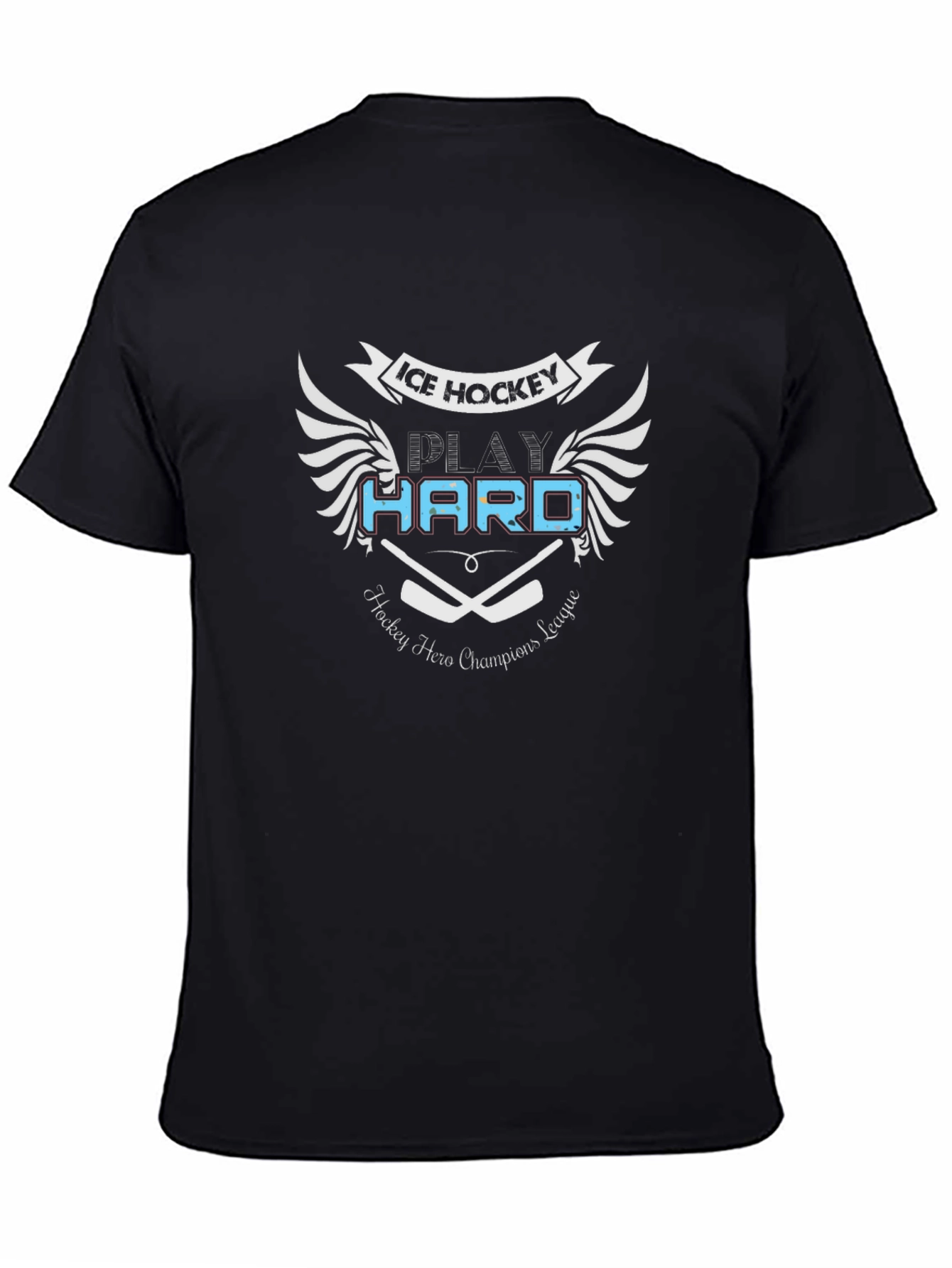 Ice Hockey Play Hard Black T-Shirt