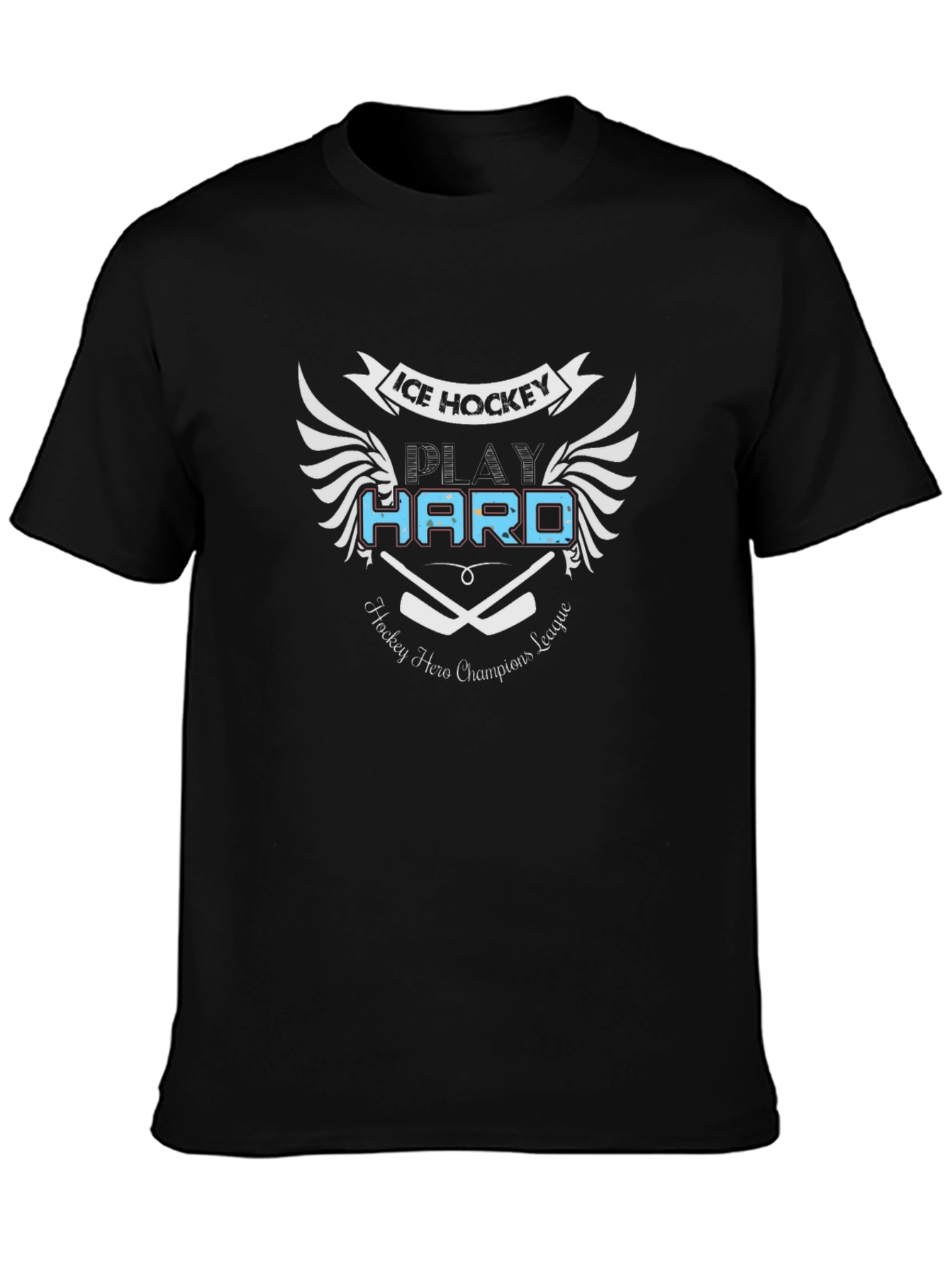 Ice Hockey Play Hard Black T-Shirt