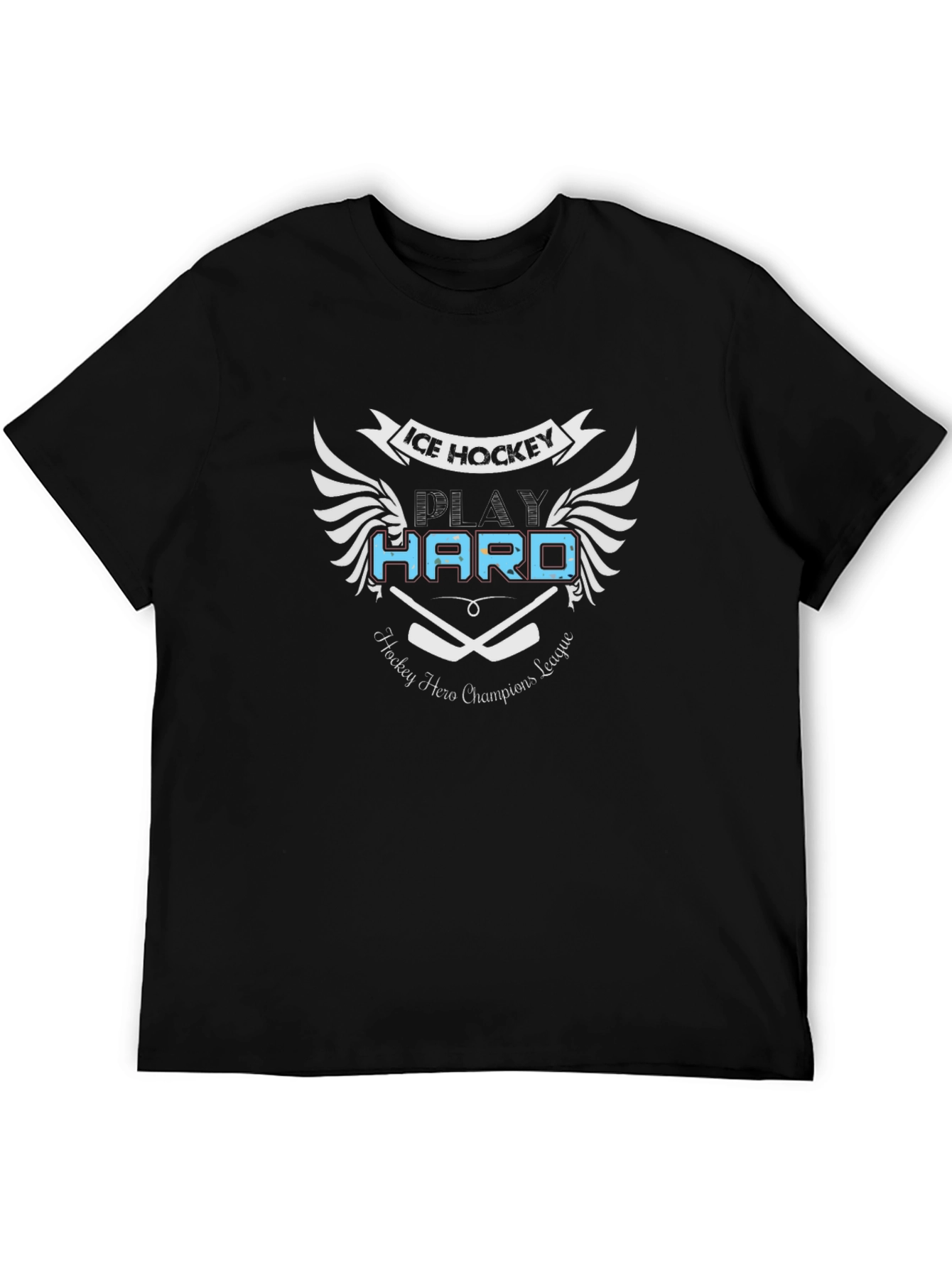 Ice Hockey Play Hard Black T-Shirt