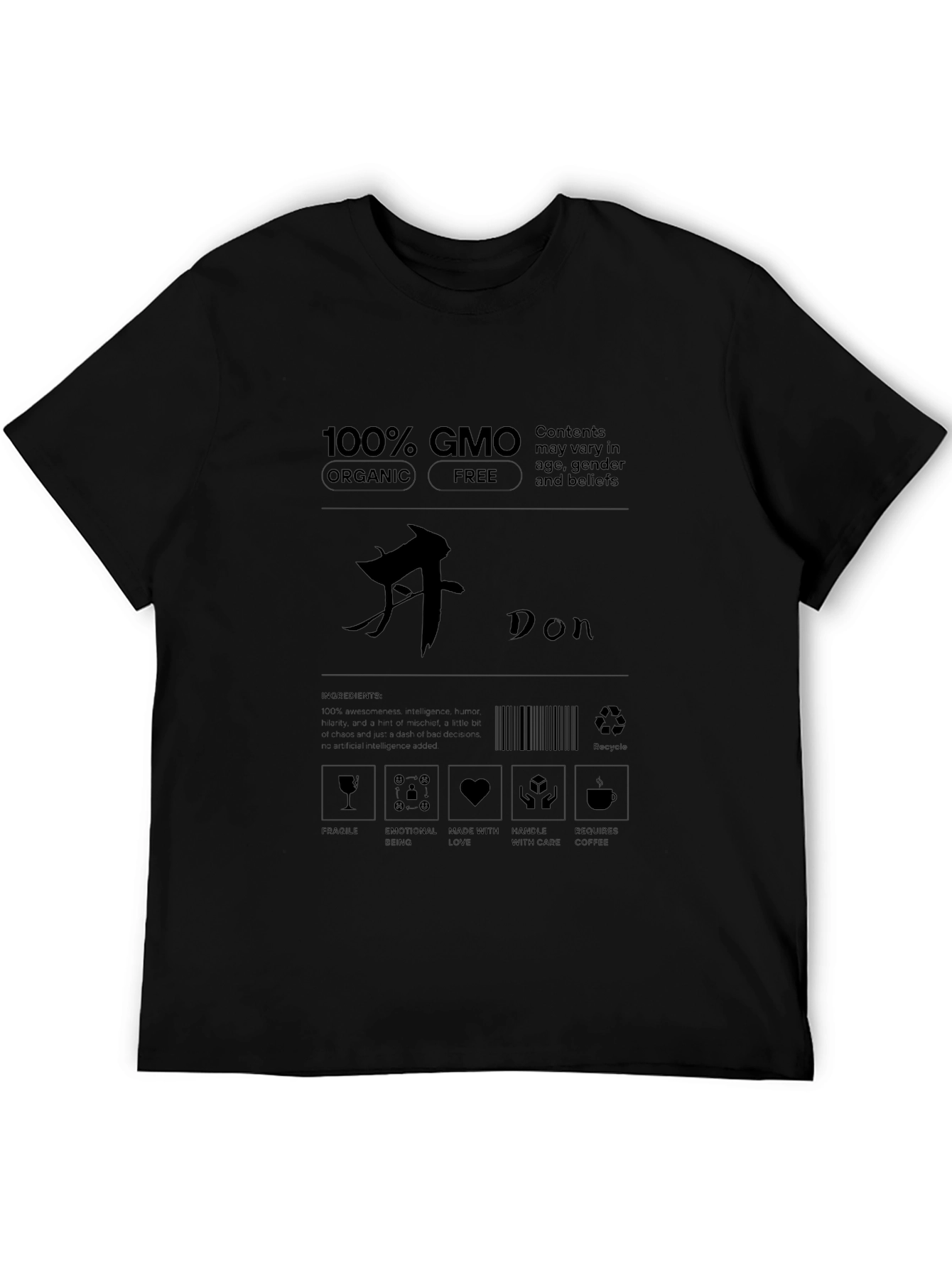 GMO Organic Free Black Graphic T-Shirt