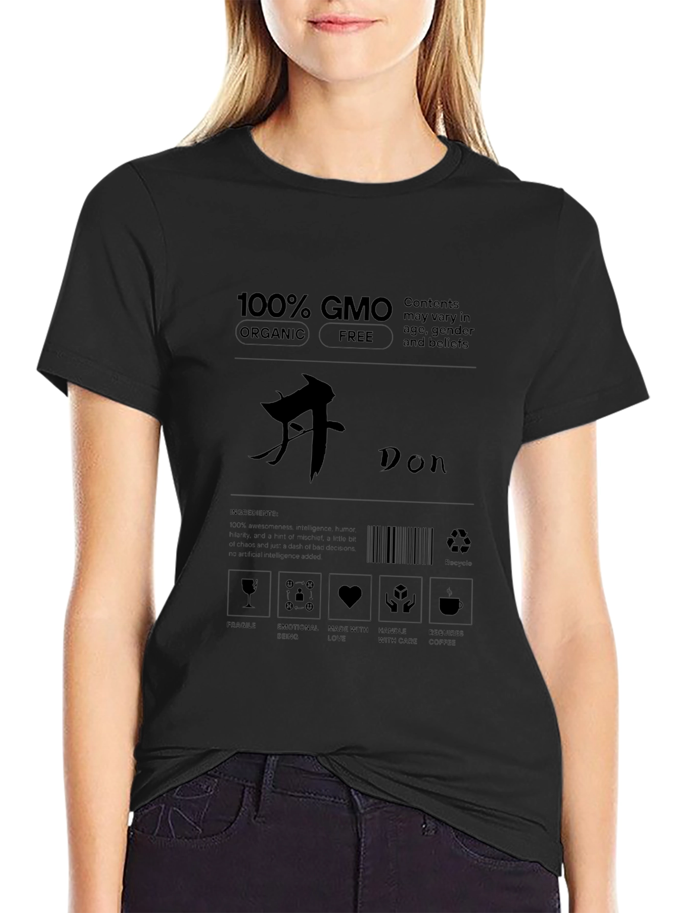 GMO Organic Free Black Graphic T-Shirt