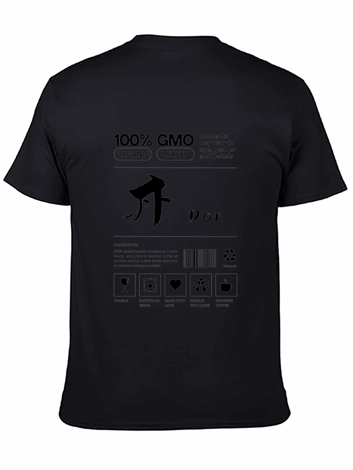 GMO Organic Free Black Graphic T-Shirt