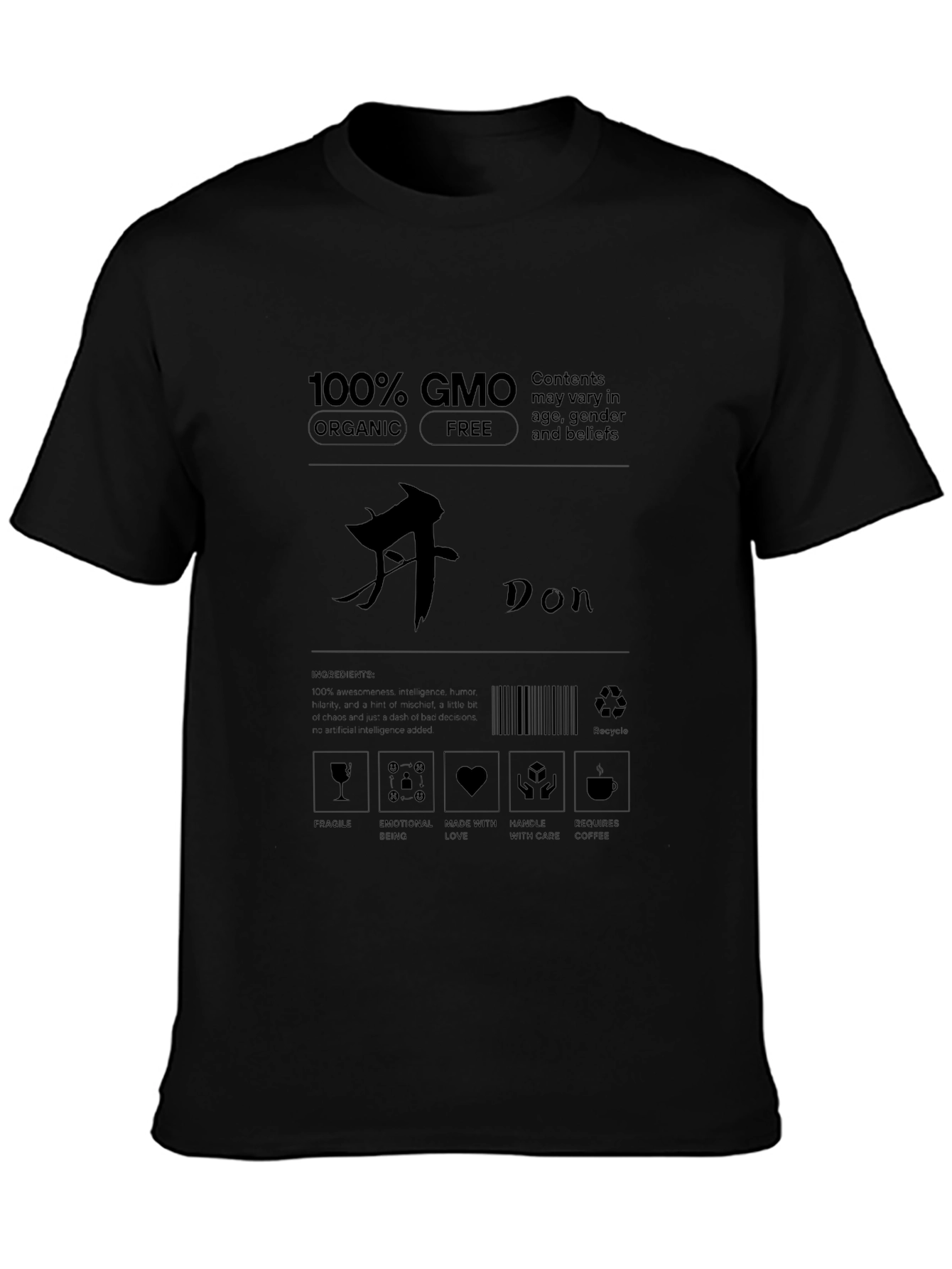 GMO Organic Free Black Graphic T-Shirt