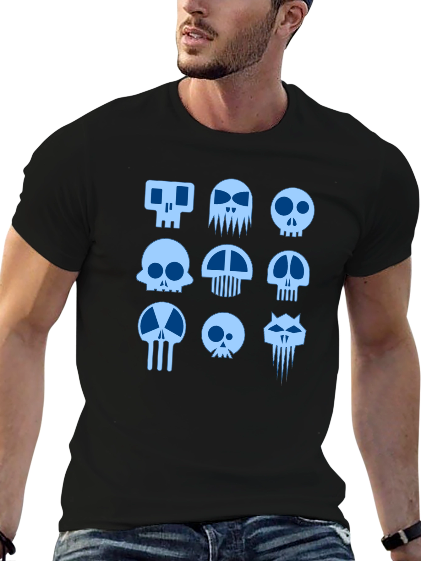 Skull Graphic Print Black T-Shirt