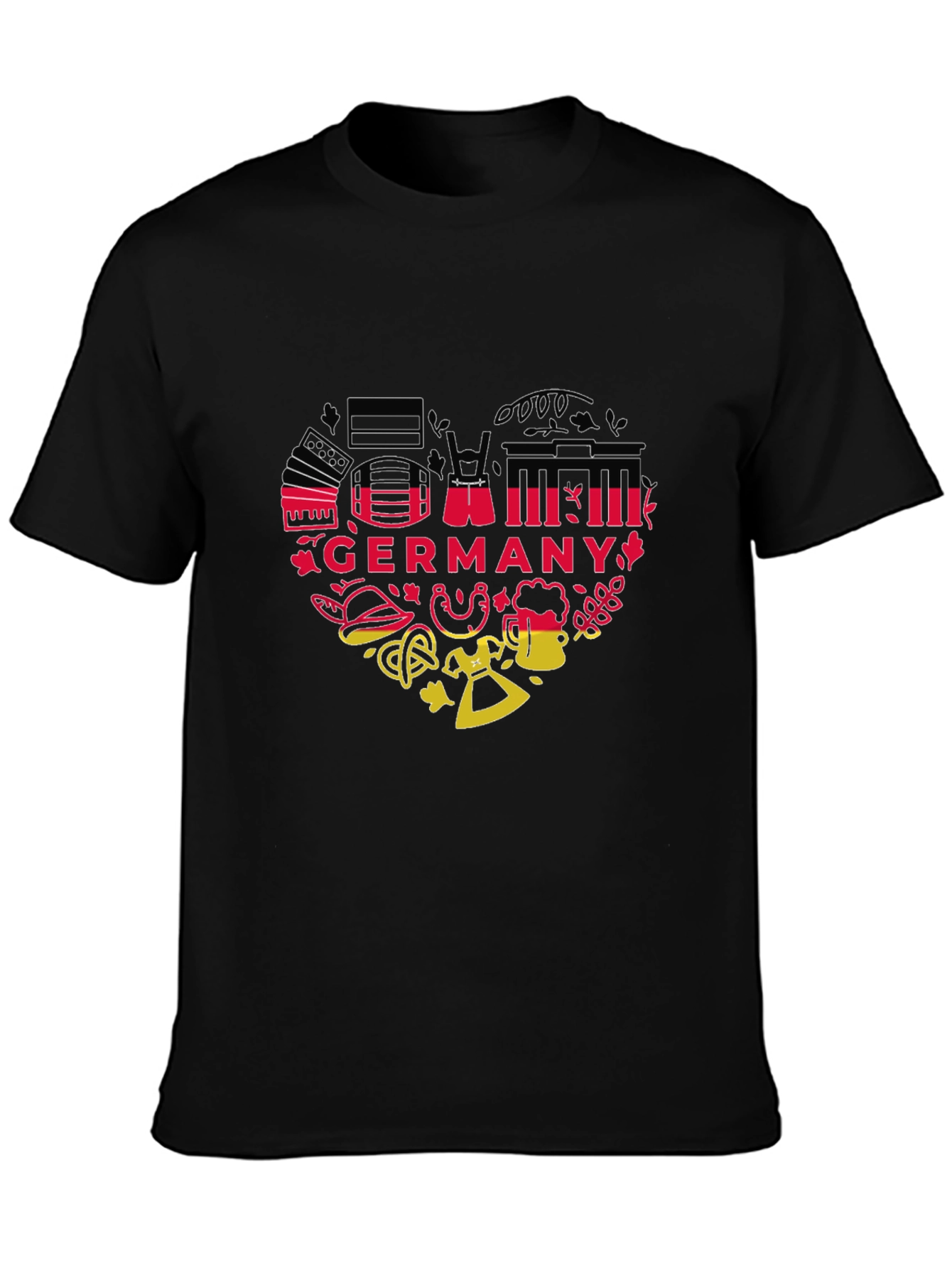 Germany Heart Graphic Tee - Black Unisex T-Shirt