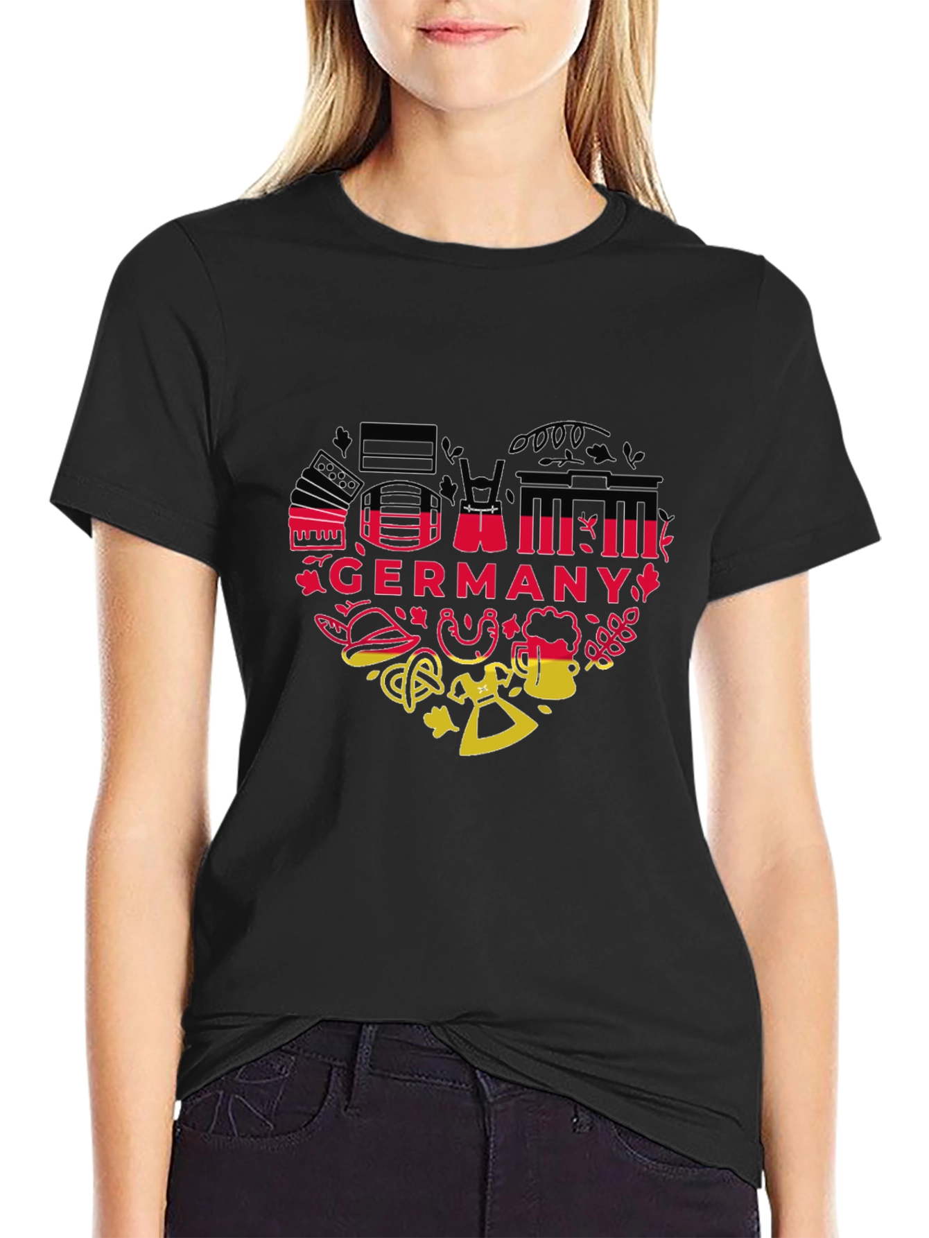 Germany Heart Graphic Tee - Black Unisex T-Shirt