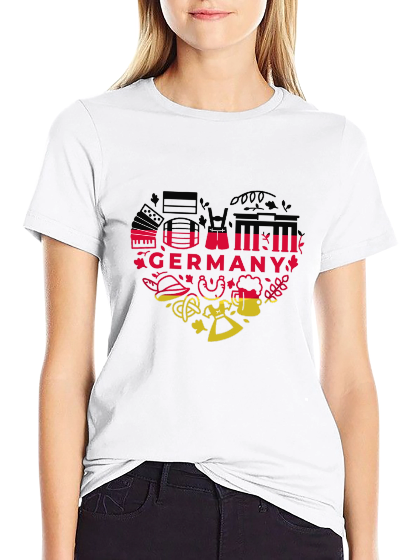 Germany Heart Graphic Tee - Black Unisex T-Shirt