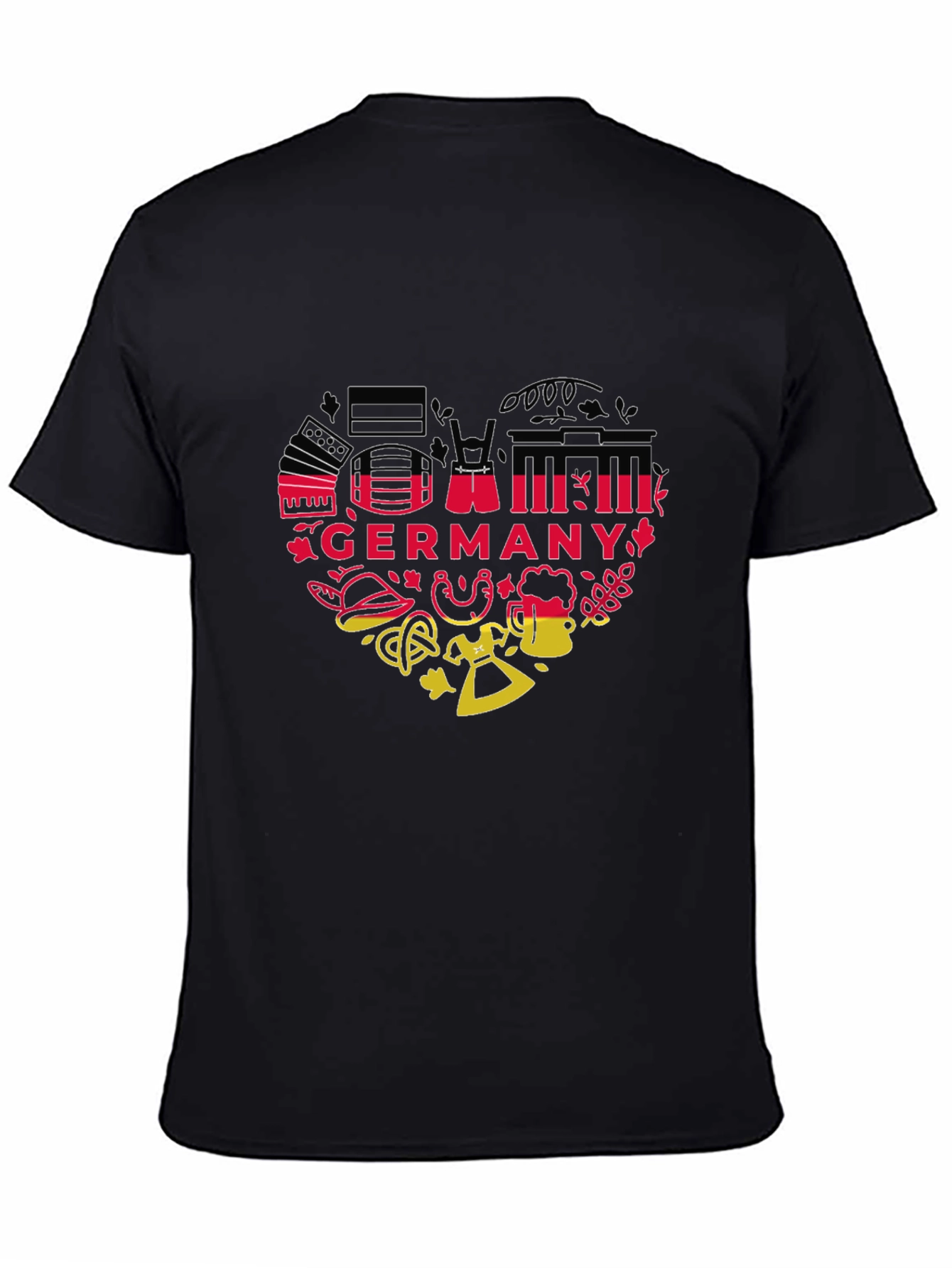 Germany Heart Graphic Tee - Black Unisex T-Shirt