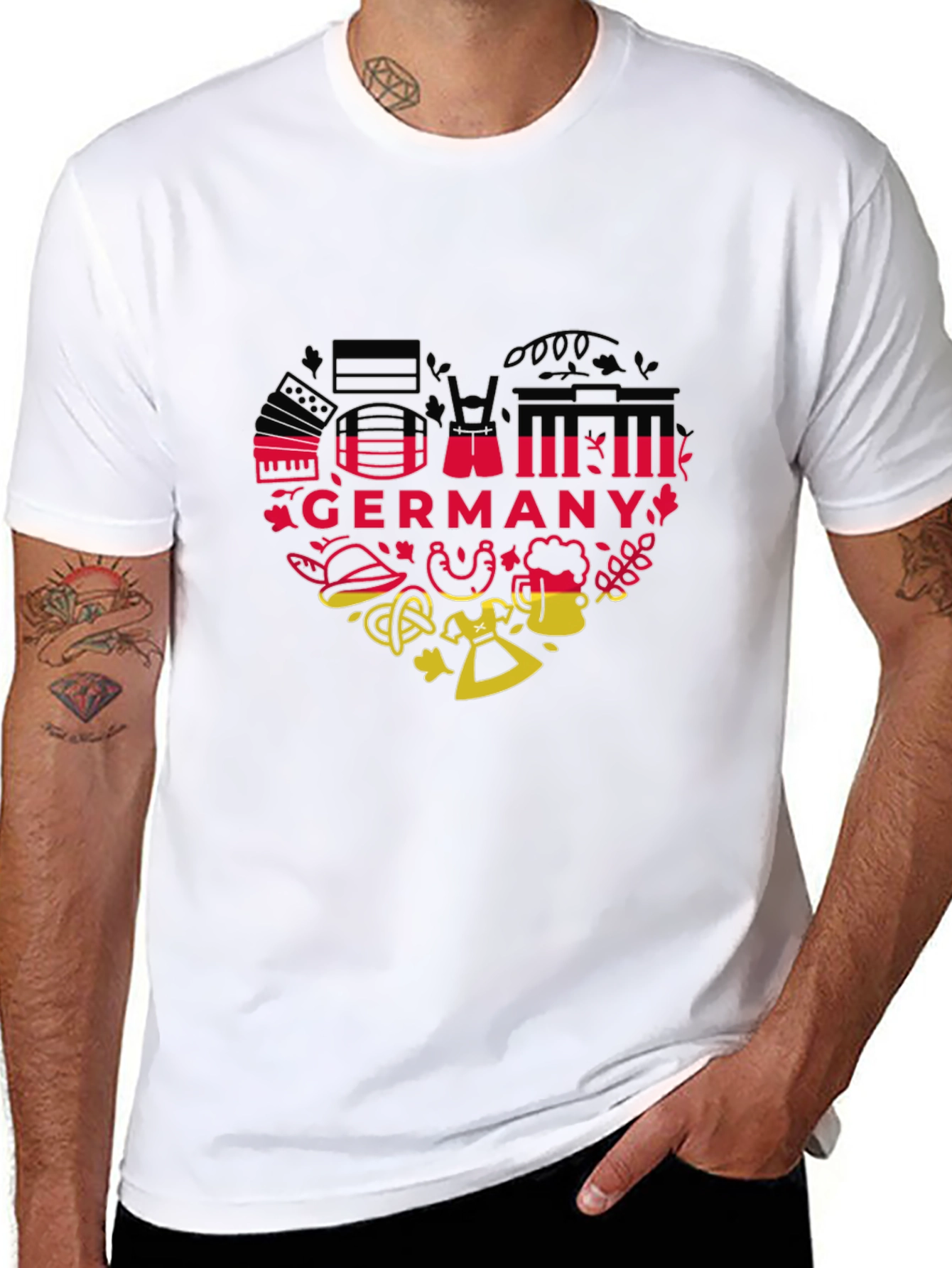 Germany Heart Graphic Tee - Black Unisex T-Shirt