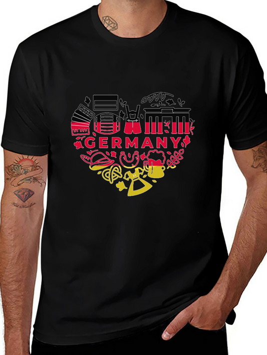 Germany Heart Graphic Tee - Black Unisex T-Shirt