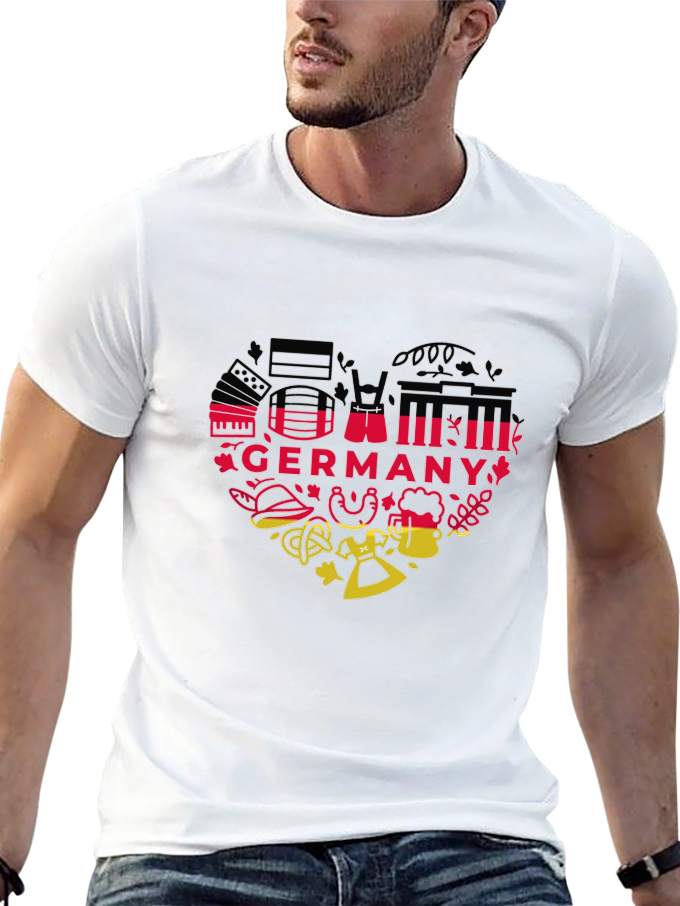 Germany Heart Graphic Tee - Black Unisex T-Shirt