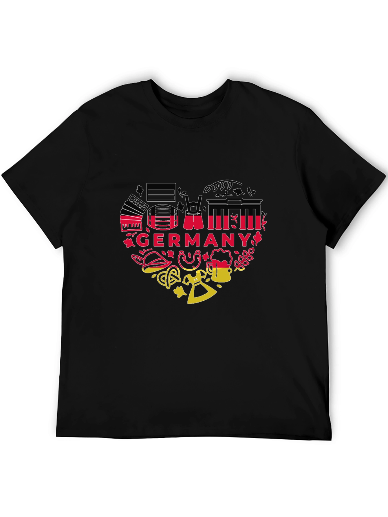 Germany Heart Graphic Tee - Black Unisex T-Shirt