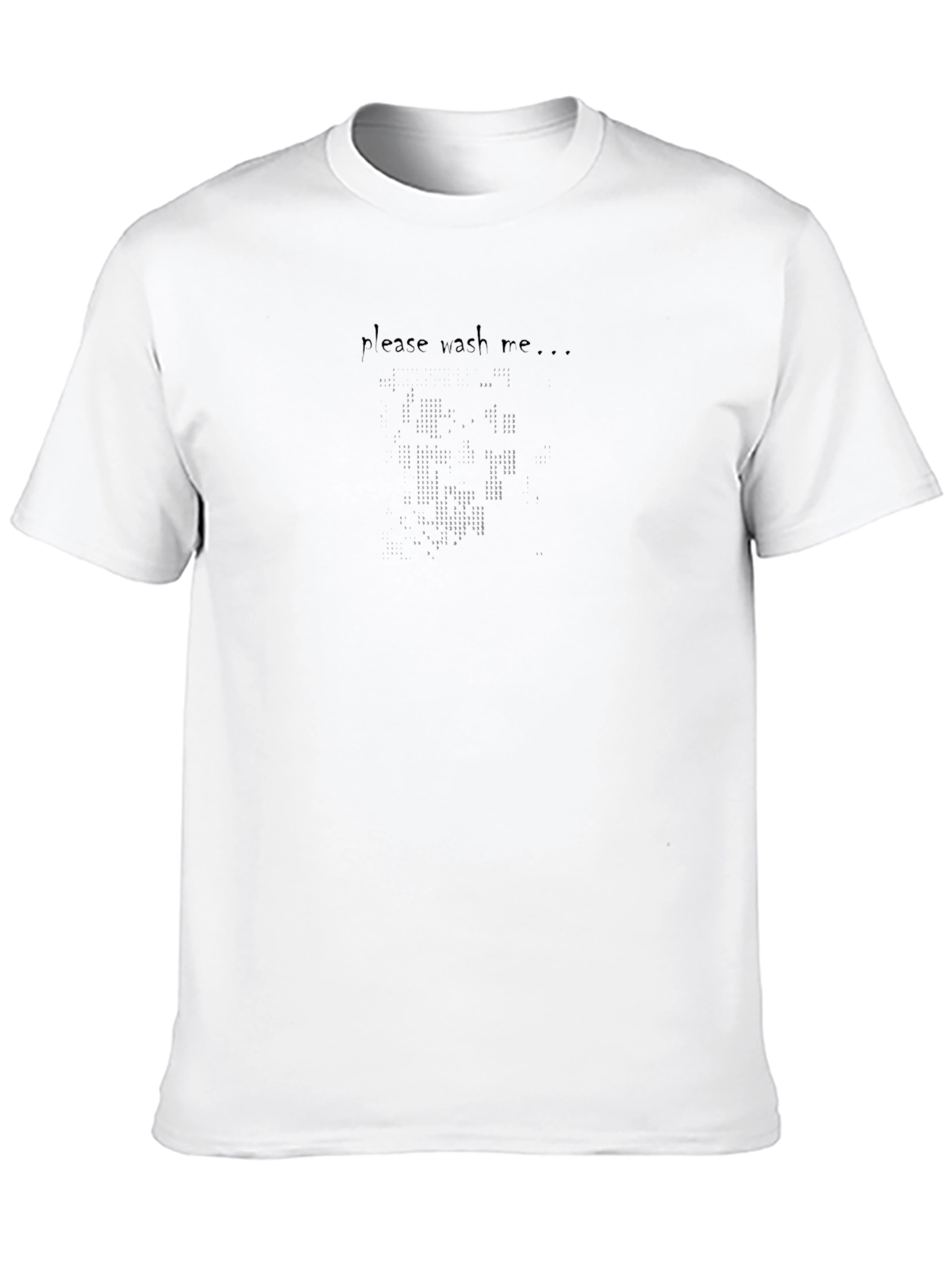 Black Please Wash Me Pixel Face T-Shirt
