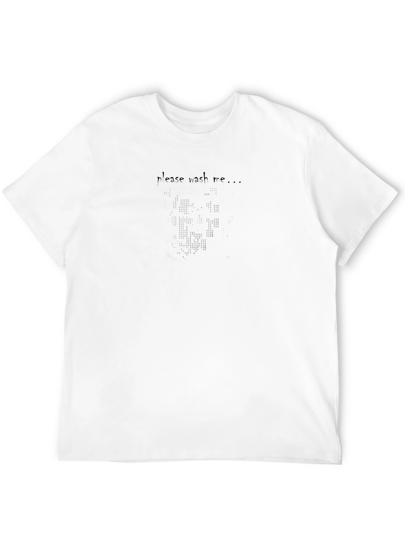 Black Please Wash Me Pixel Face T-Shirt