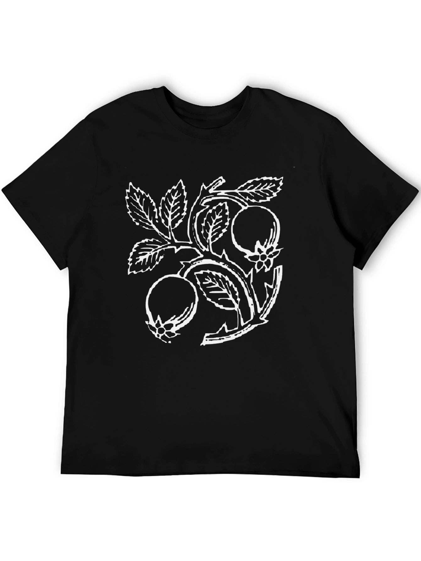 Botanical Print Black T-Shirt