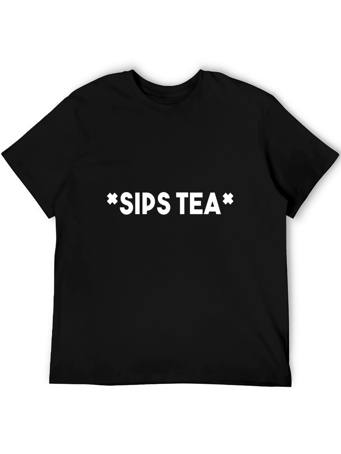 Sips Tea Graphic Print Black T-Shirt