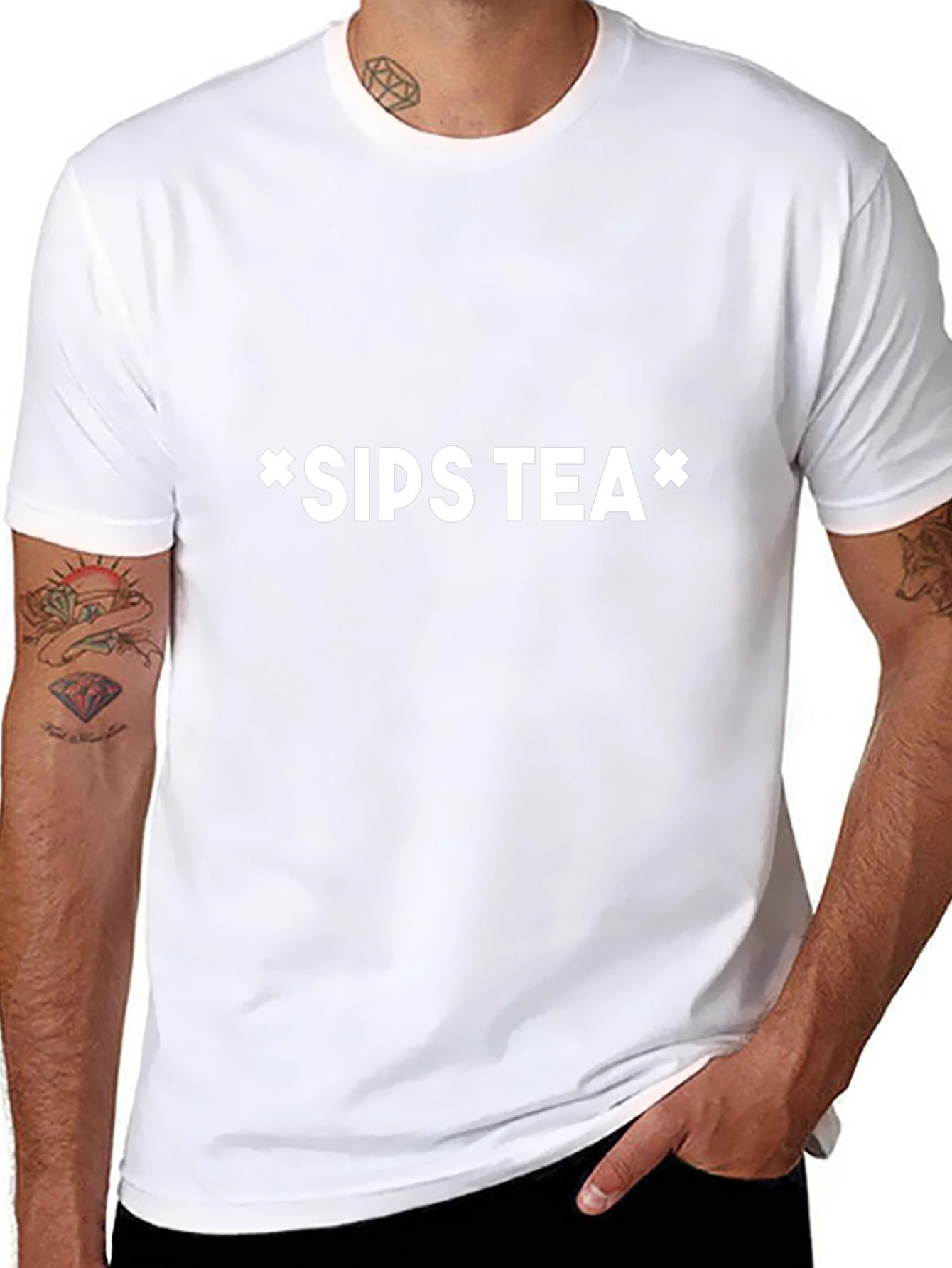 Sips Tea Graphic Print Black T-Shirt
