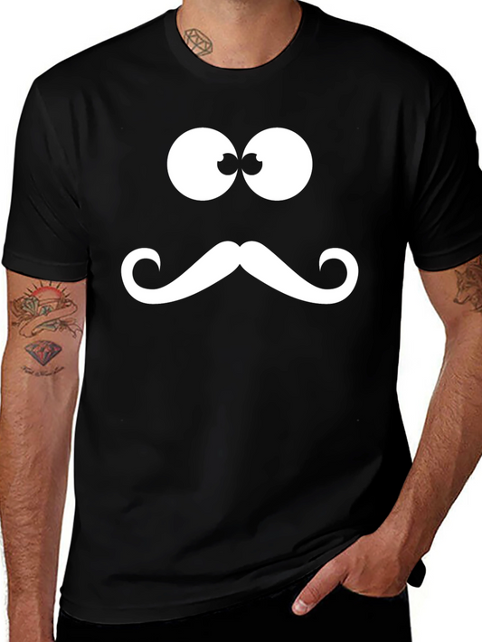 Funny Mustache Face Graphic T-Shirt