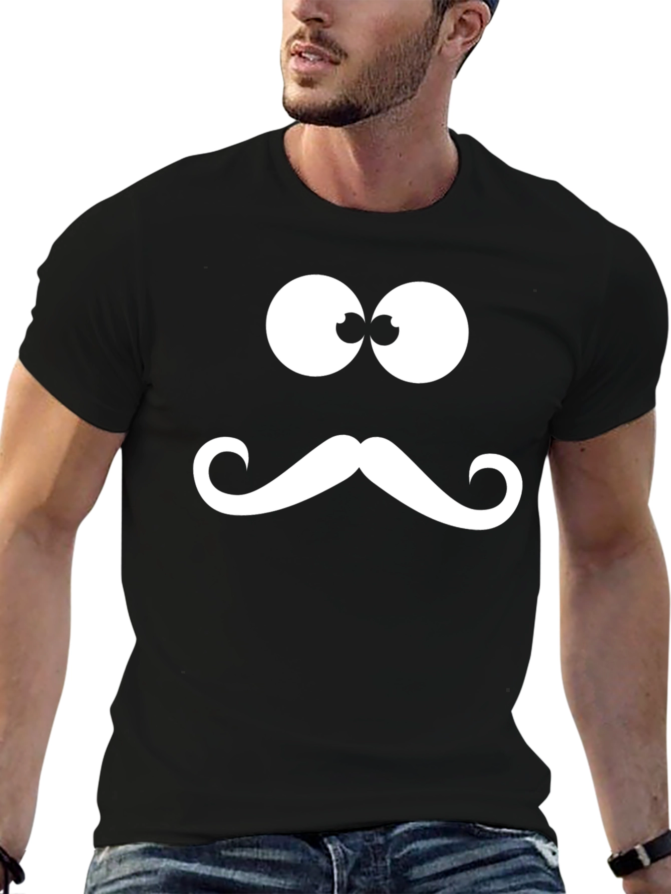 Funny Mustache Face Graphic T-Shirt