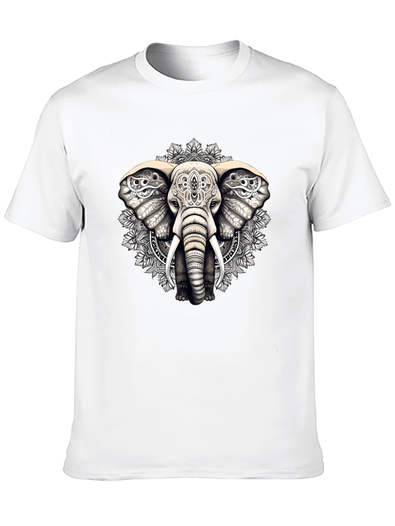 Elephant Mandala Graphic Tee - Black Cotton Blend Shirt