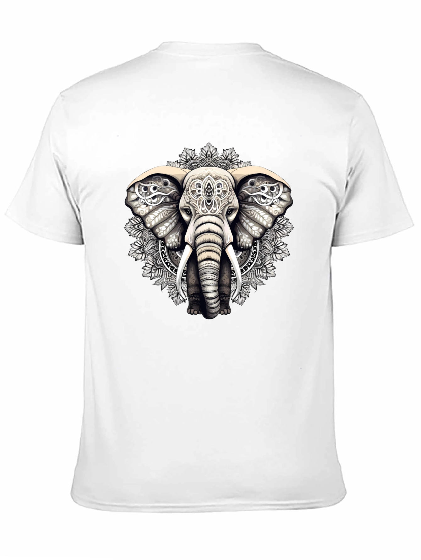 Elephant Mandala Graphic Tee - Black Cotton Blend Shirt