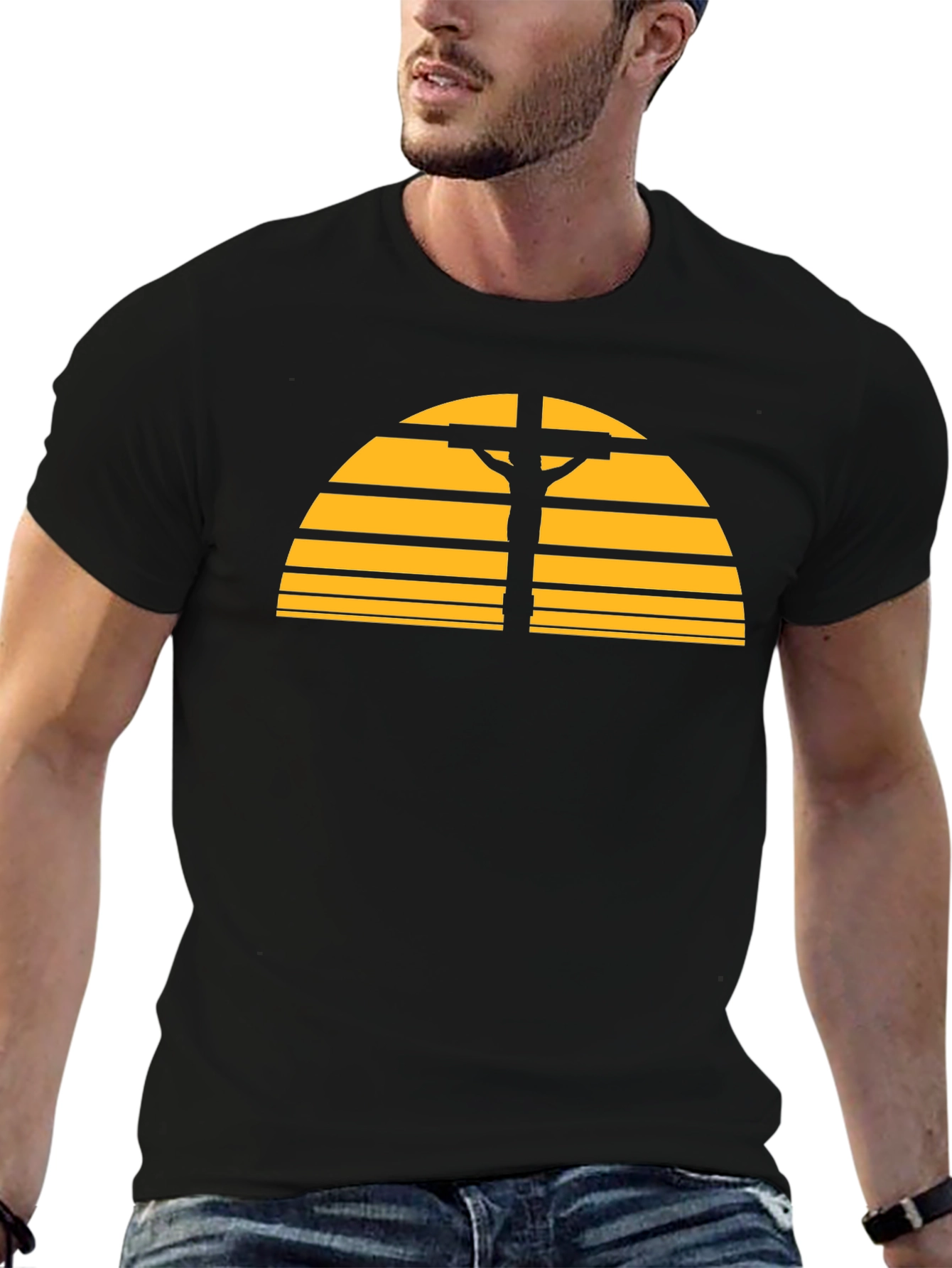 Retro Sunset Cross Graphic T-Shirt