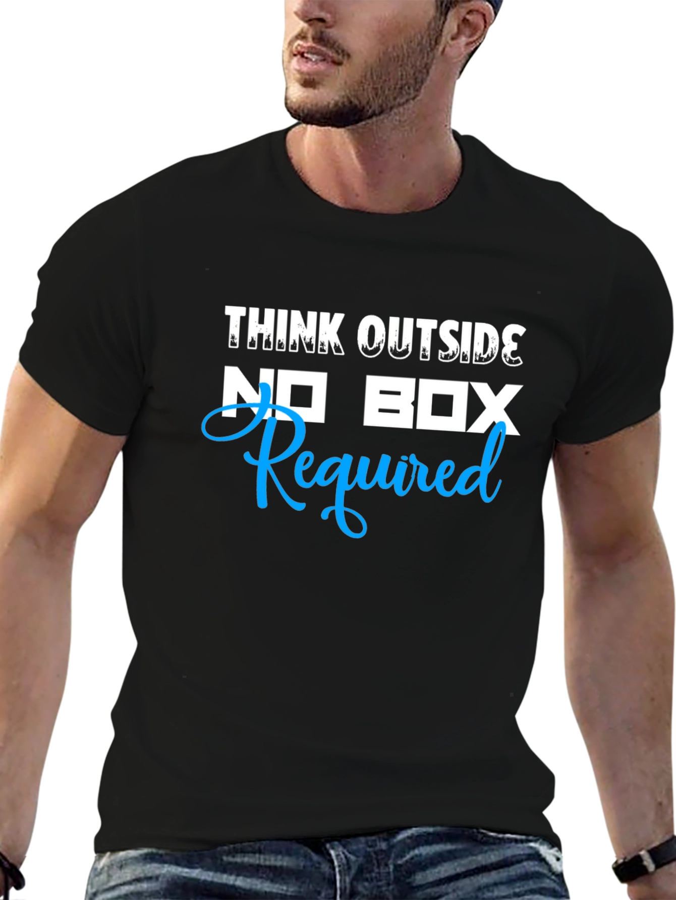 Think Outside No Box Required Mens Black T-Shirt