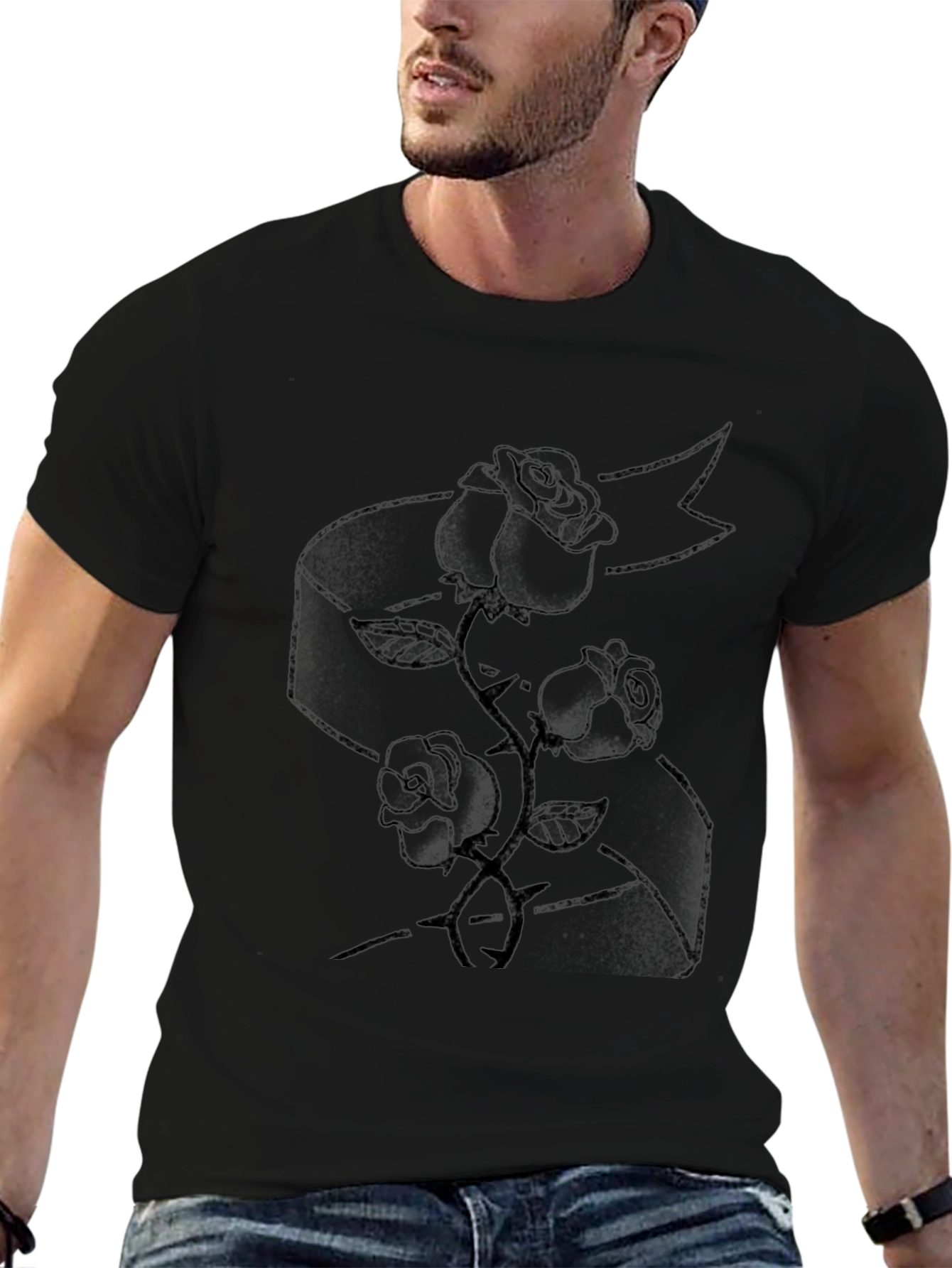 Rose Tattoo Graphic Black T-Shirt