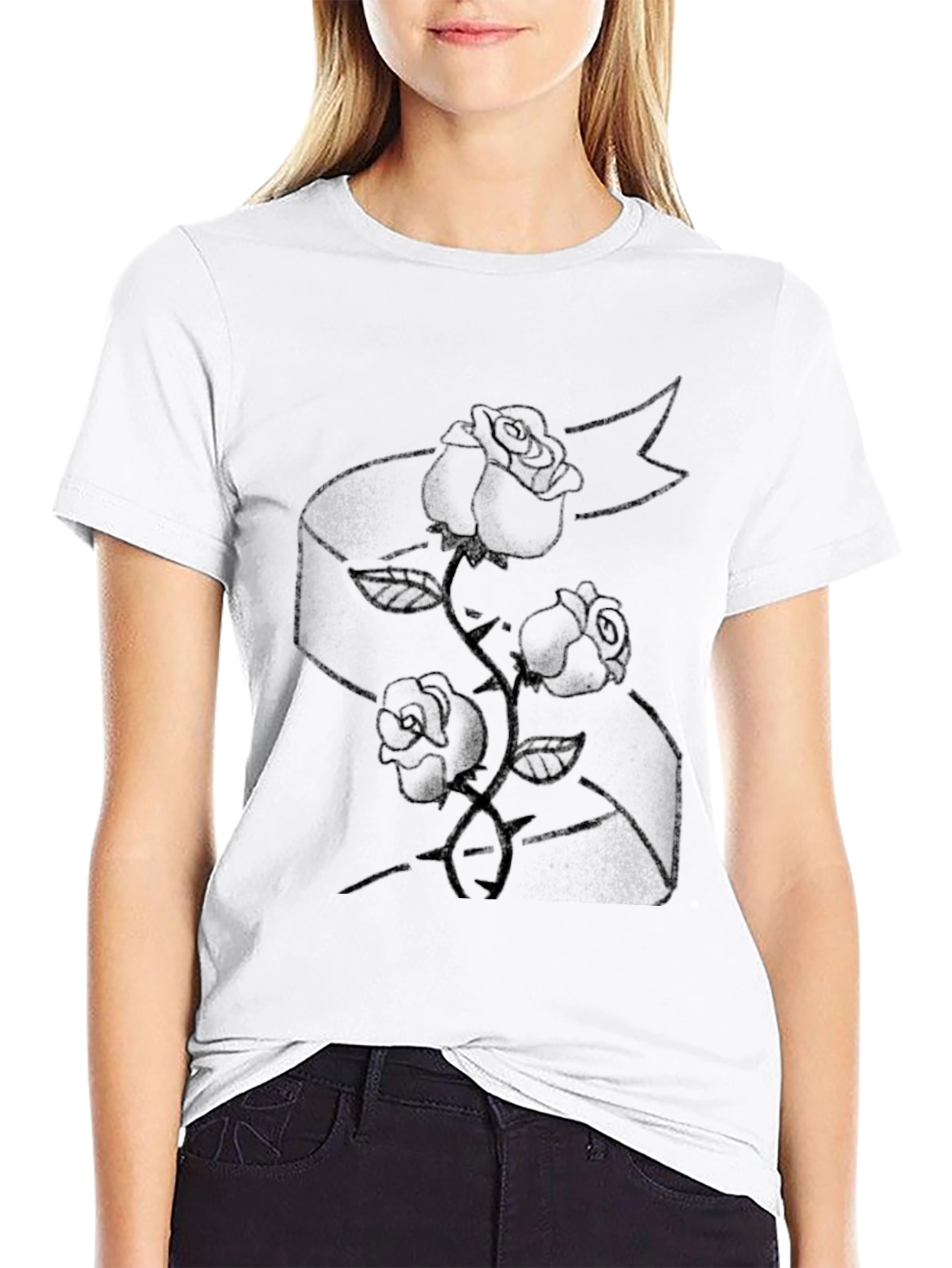 Rose Tattoo Graphic Black T-Shirt