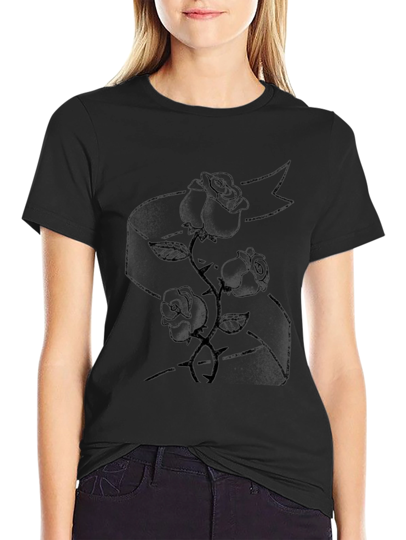 Rose Tattoo Graphic Black T-Shirt