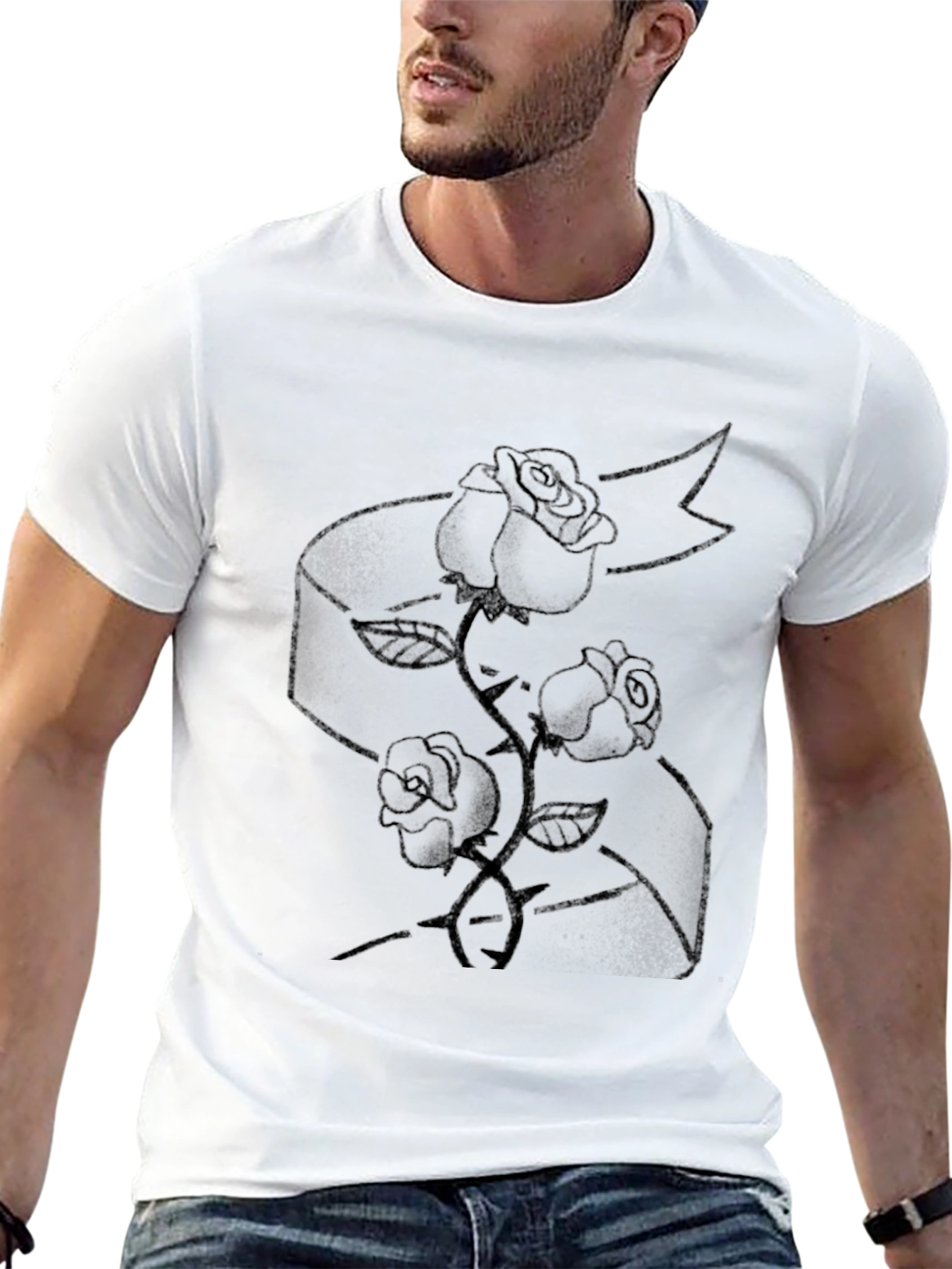 Rose Tattoo Graphic Black T-Shirt