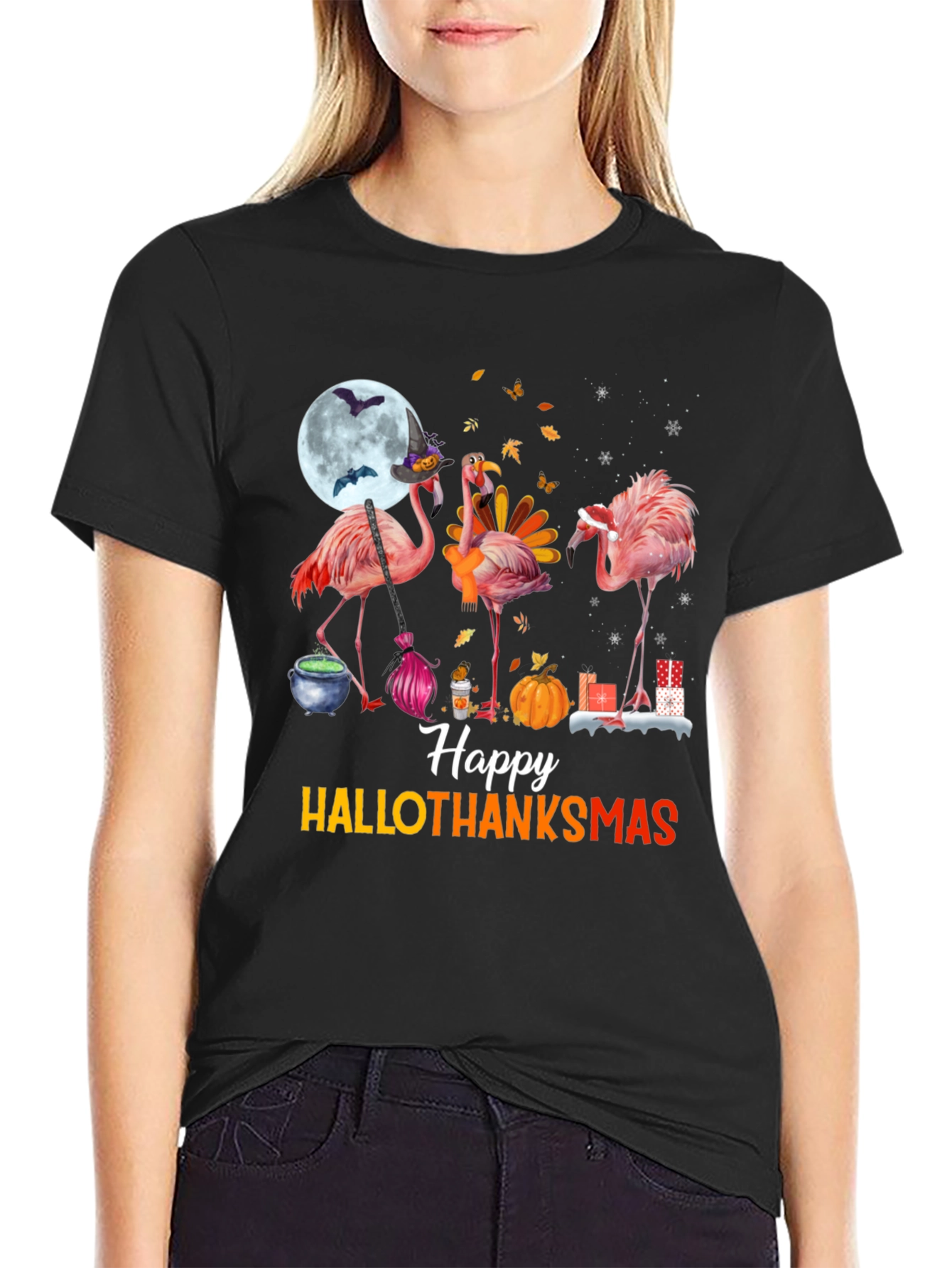 Hallothanksmas Flamingo T-Shirt