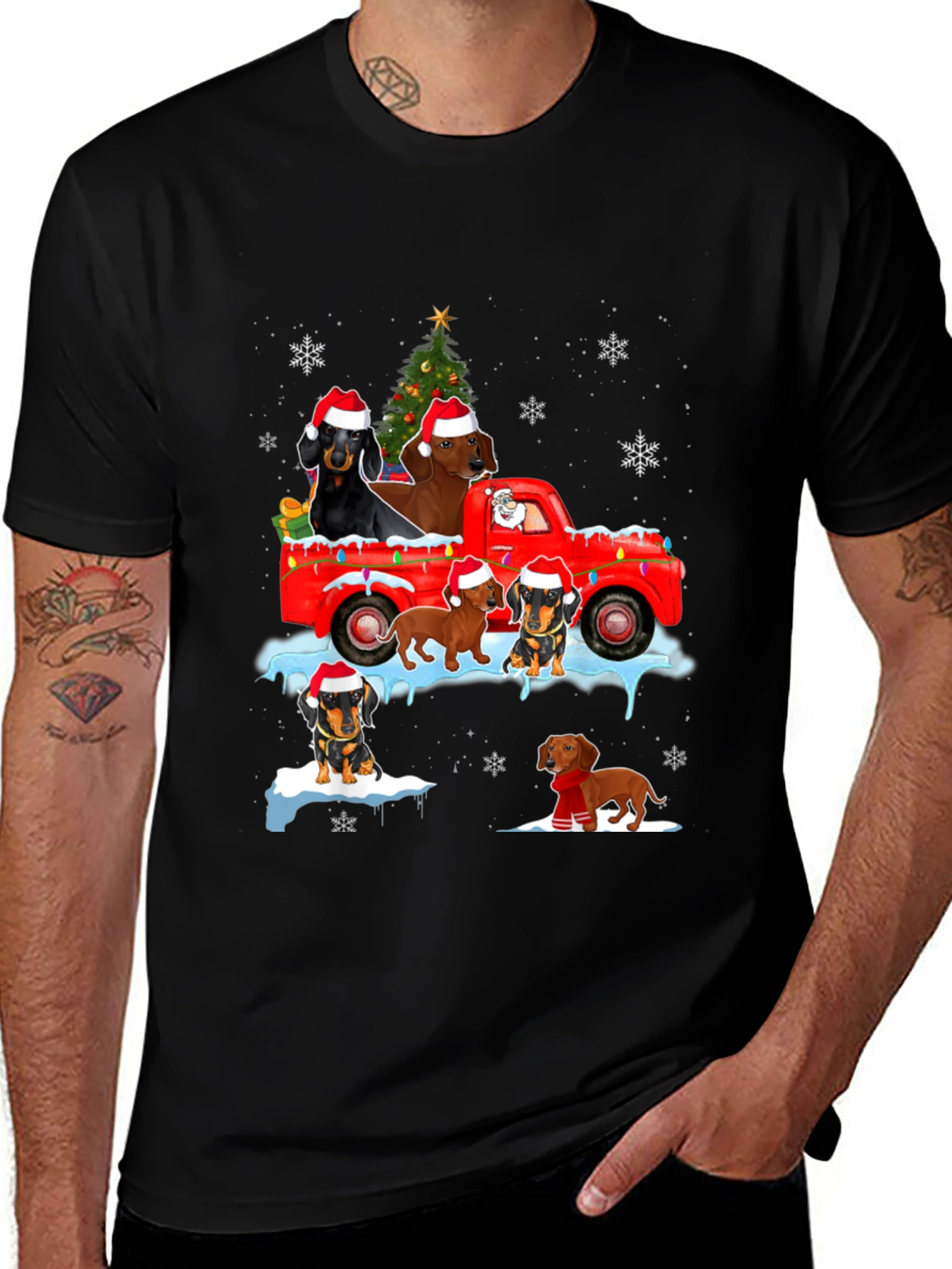 Dachshund Christmas Truck T-Shirt