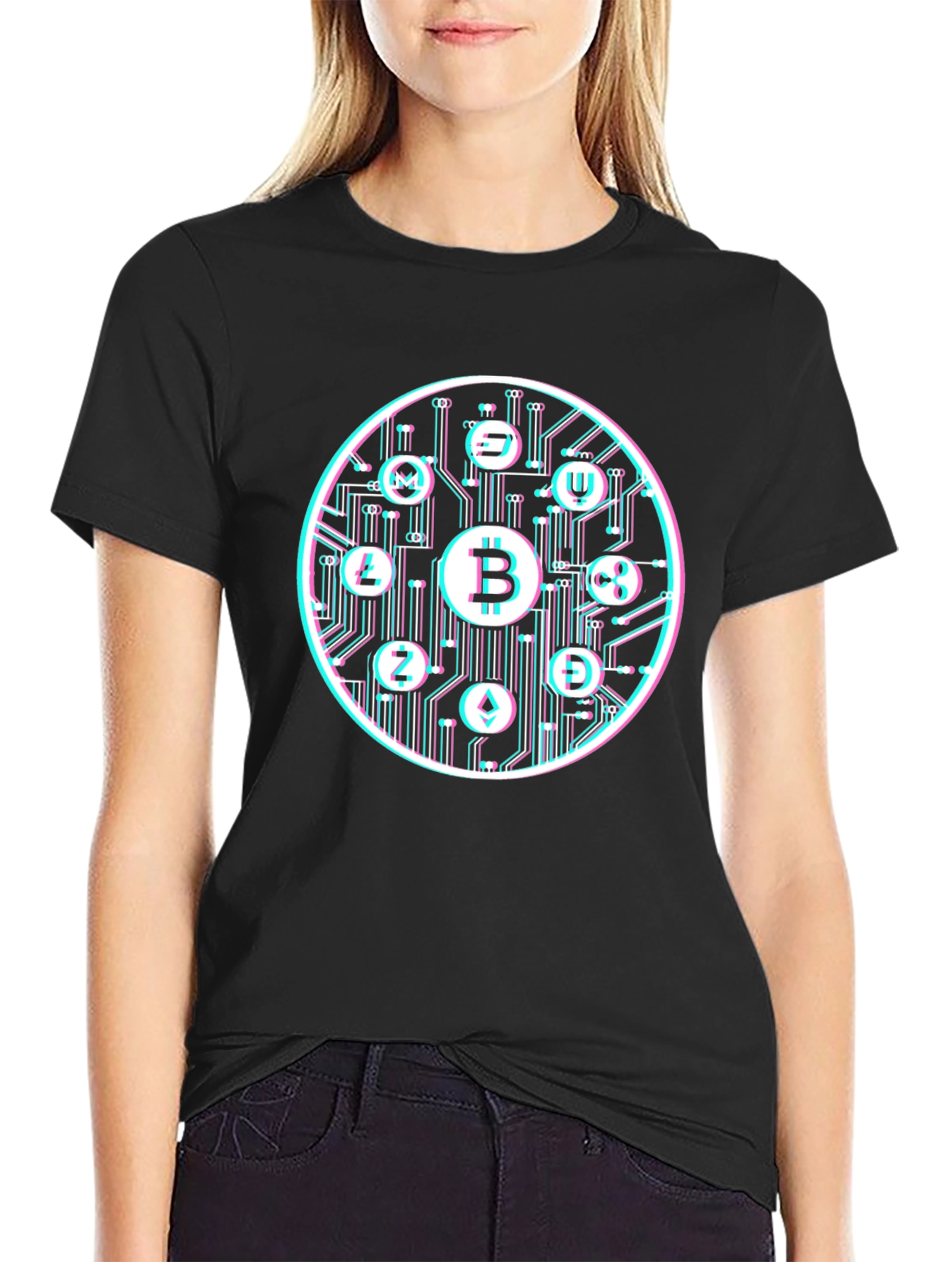 Bitcoin Crypto Currency Graphic Tee Black T-Shirt