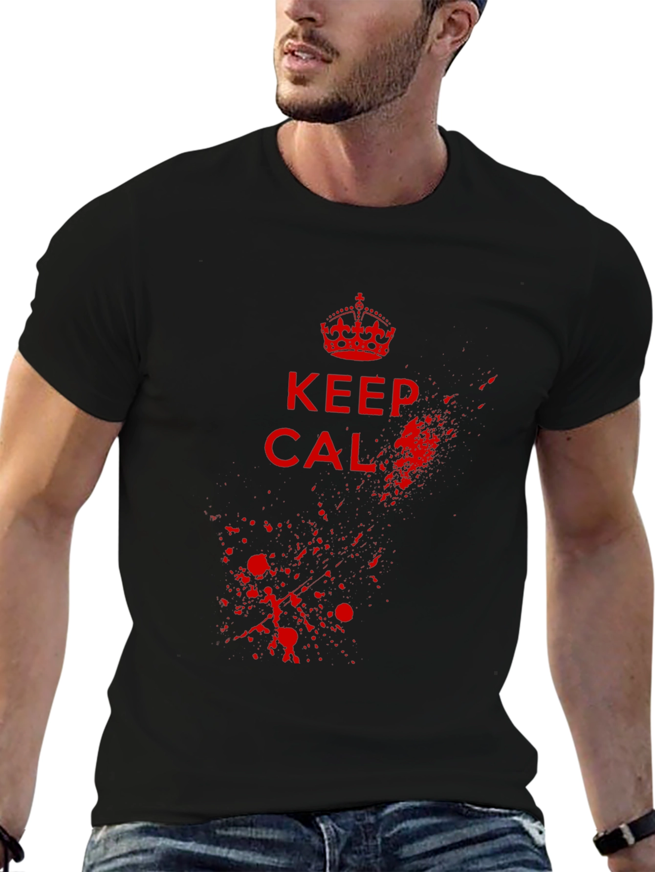 Keep Calm Graphic Tee - Black Cotton Blend