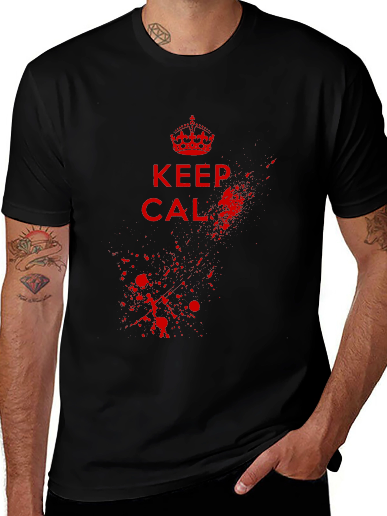 Keep Calm Graphic Tee - Black Cotton Blend