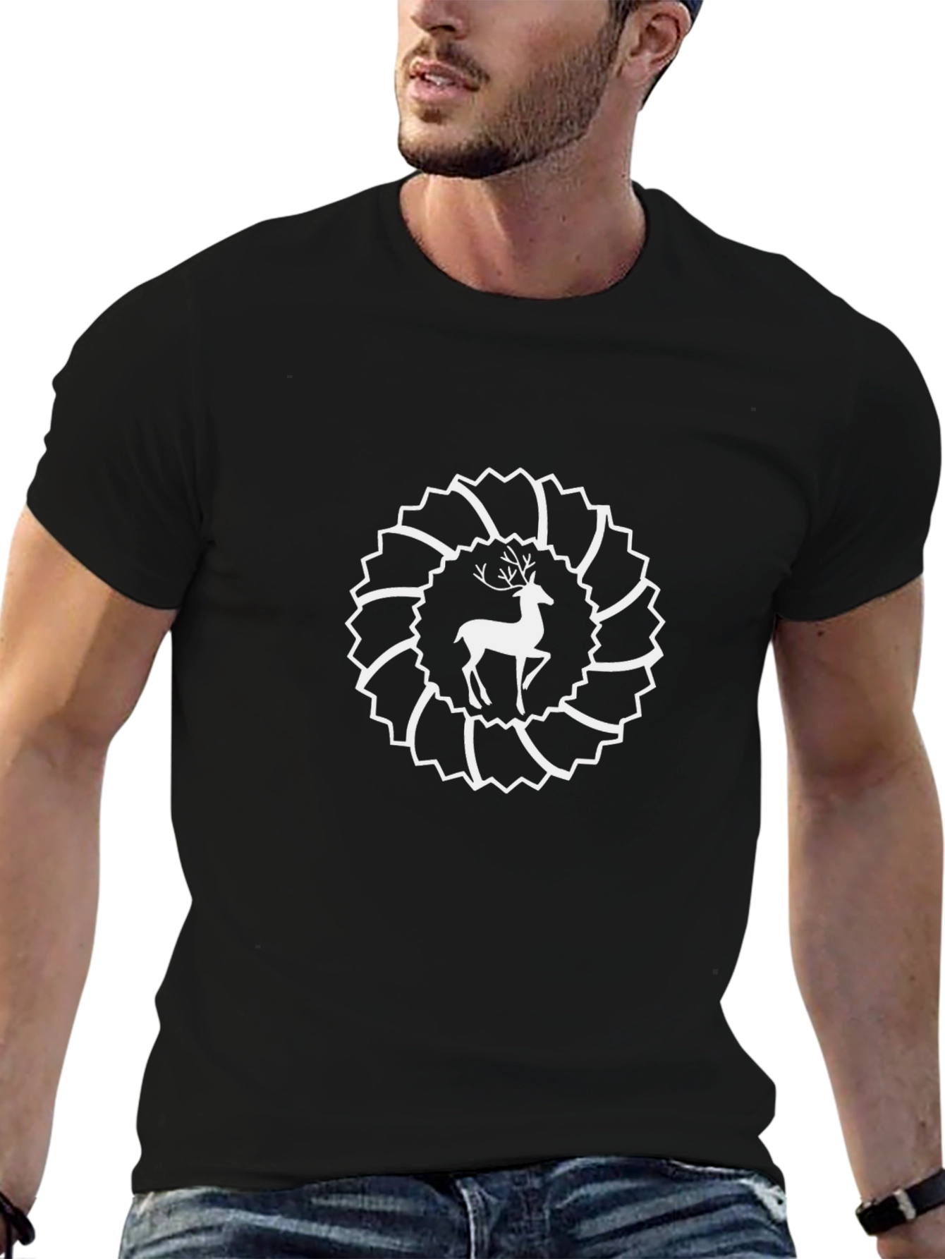 Black Deer Graphic Tee - Stylish Mens T-Shirt