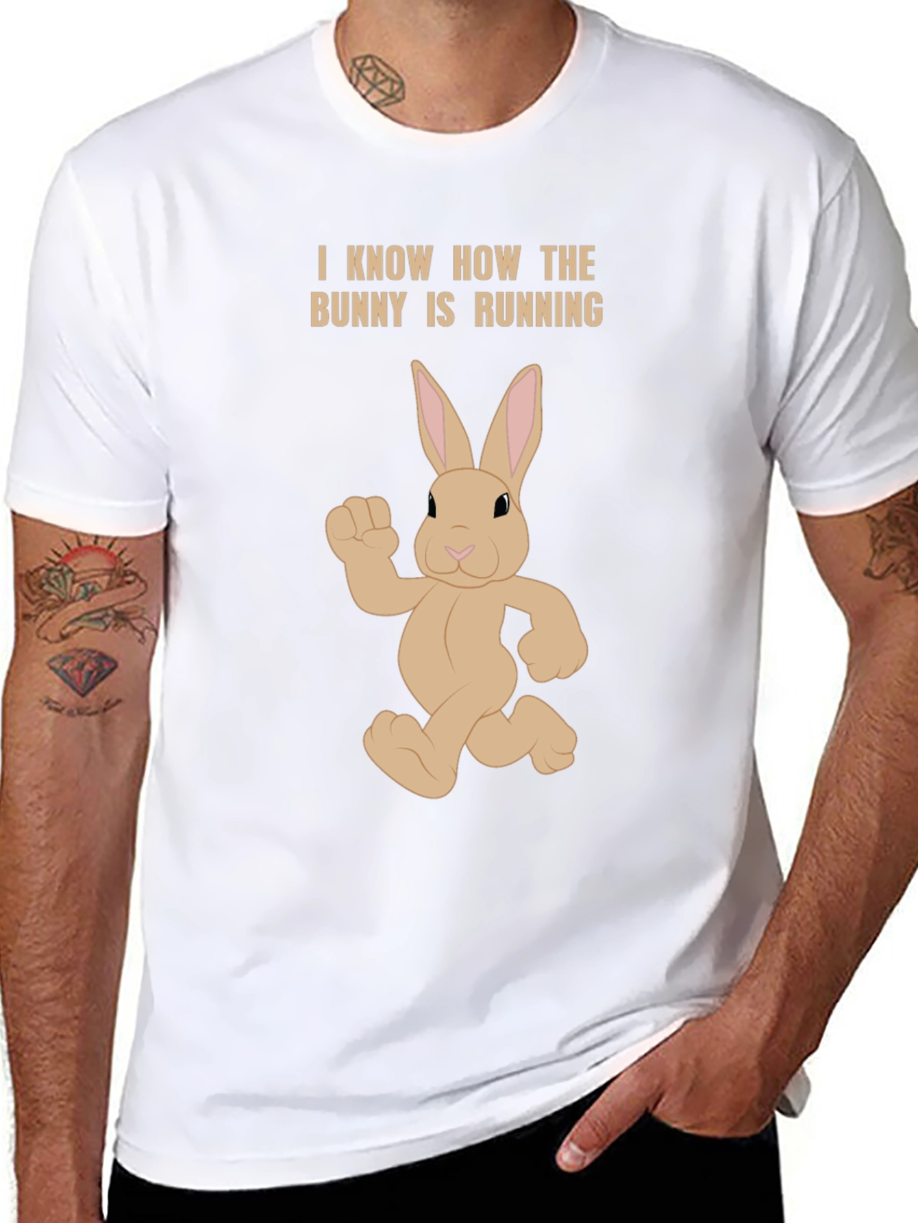 Bunny Running T-Shirt - Funny Easter Tee