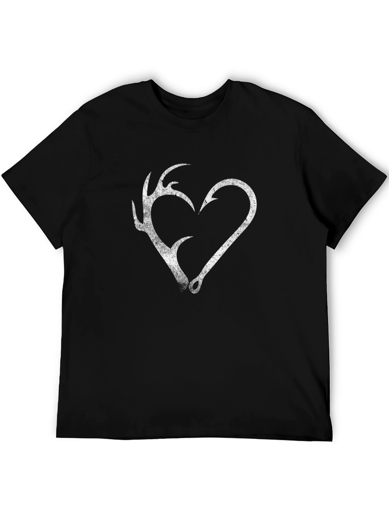 Antler & Hook Heart Graphic T-Shirt - Black
