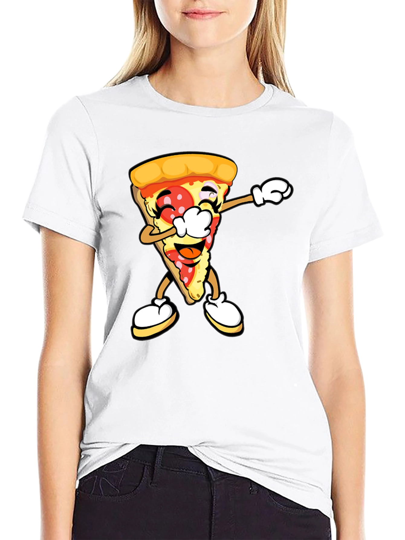 Pizza Slice Dab Graphic T-Shirt - Unisex Black Tee