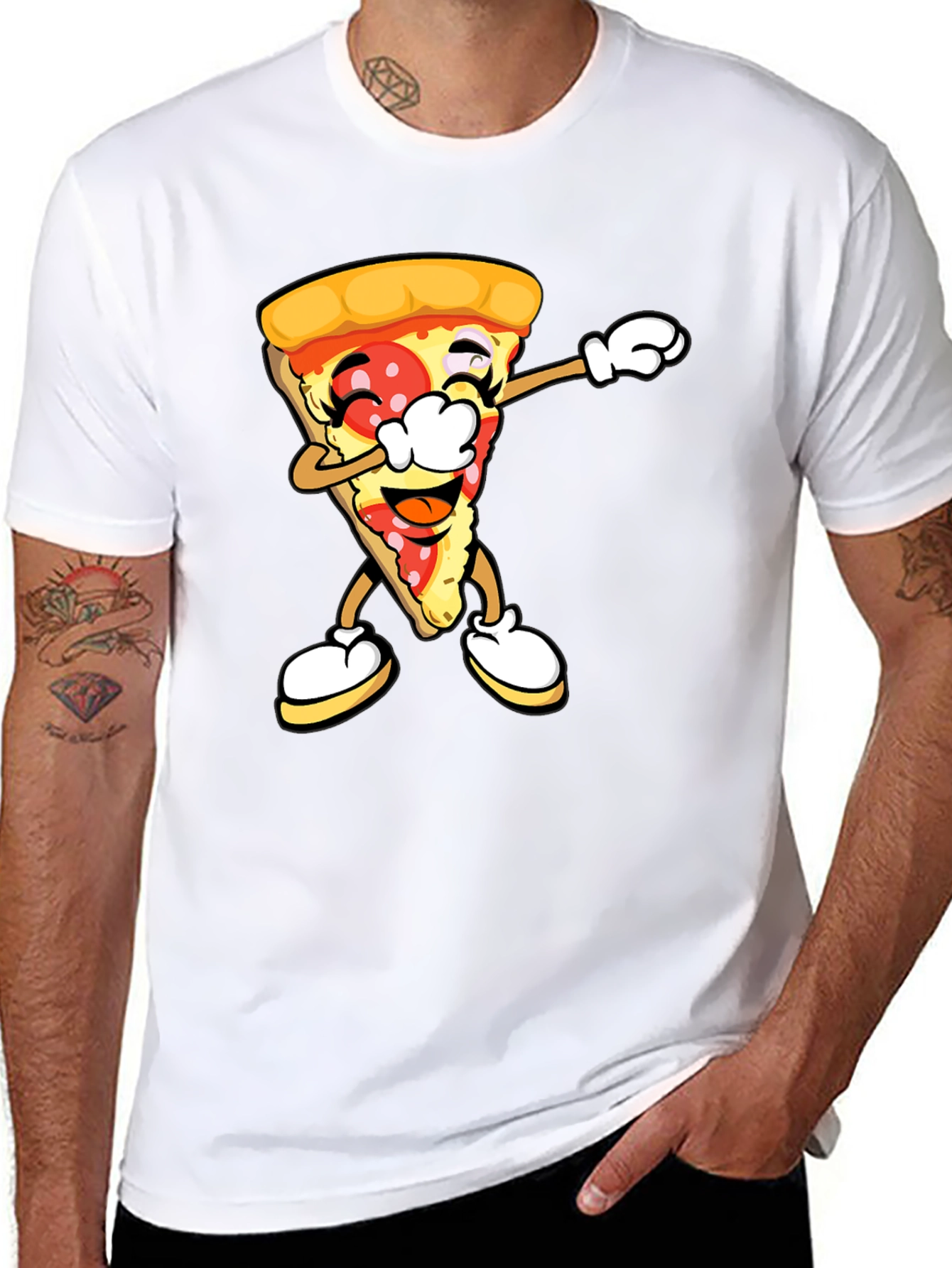 Pizza Slice Dab Graphic T-Shirt - Unisex Black Tee