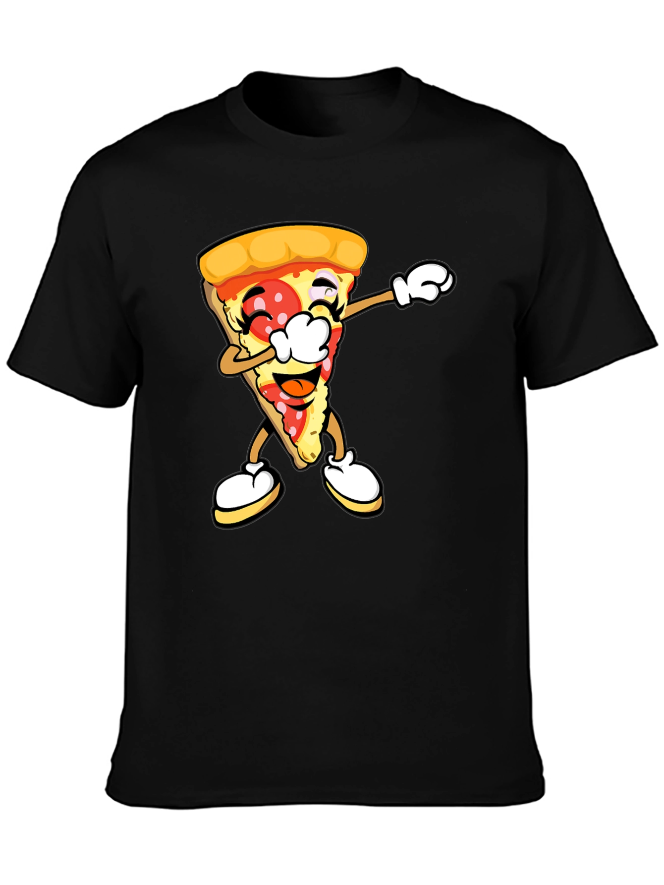 Pizza Slice Dab Graphic T-Shirt - Unisex Black Tee