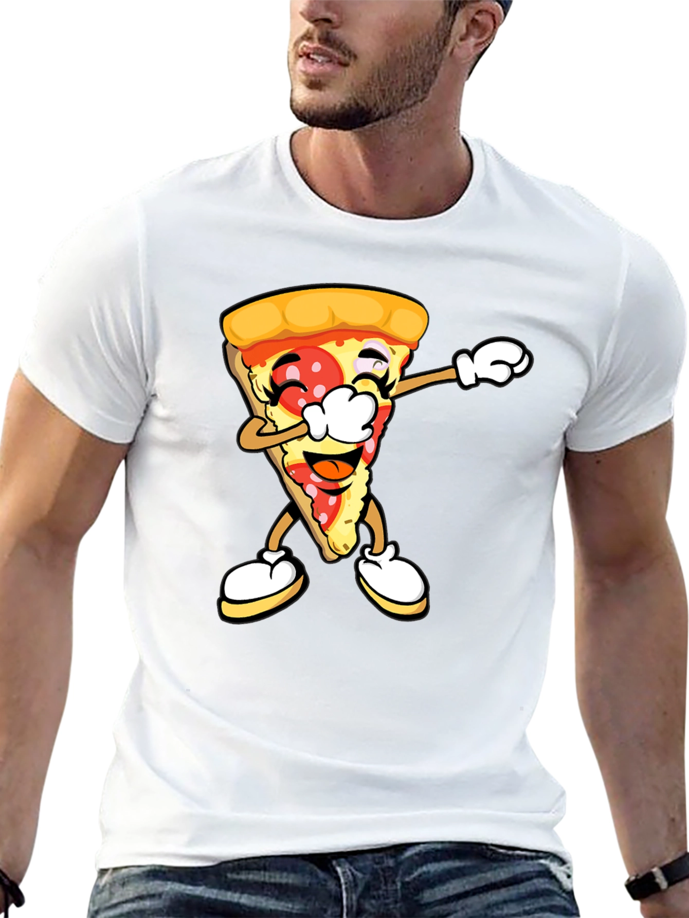 Pizza Slice Dab Graphic T-Shirt - Unisex Black Tee