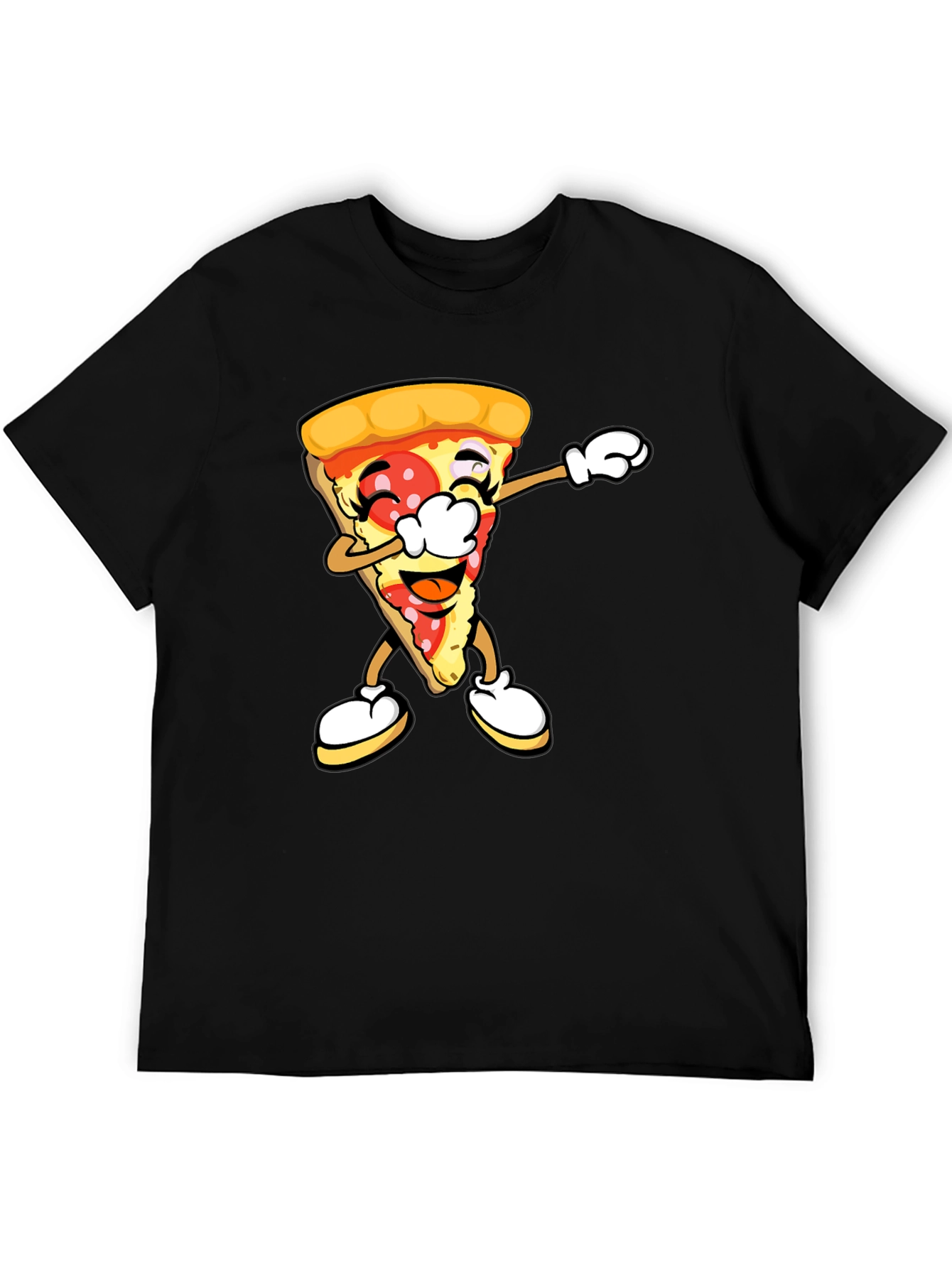 Pizza Slice Dab Graphic T-Shirt - Unisex Black Tee