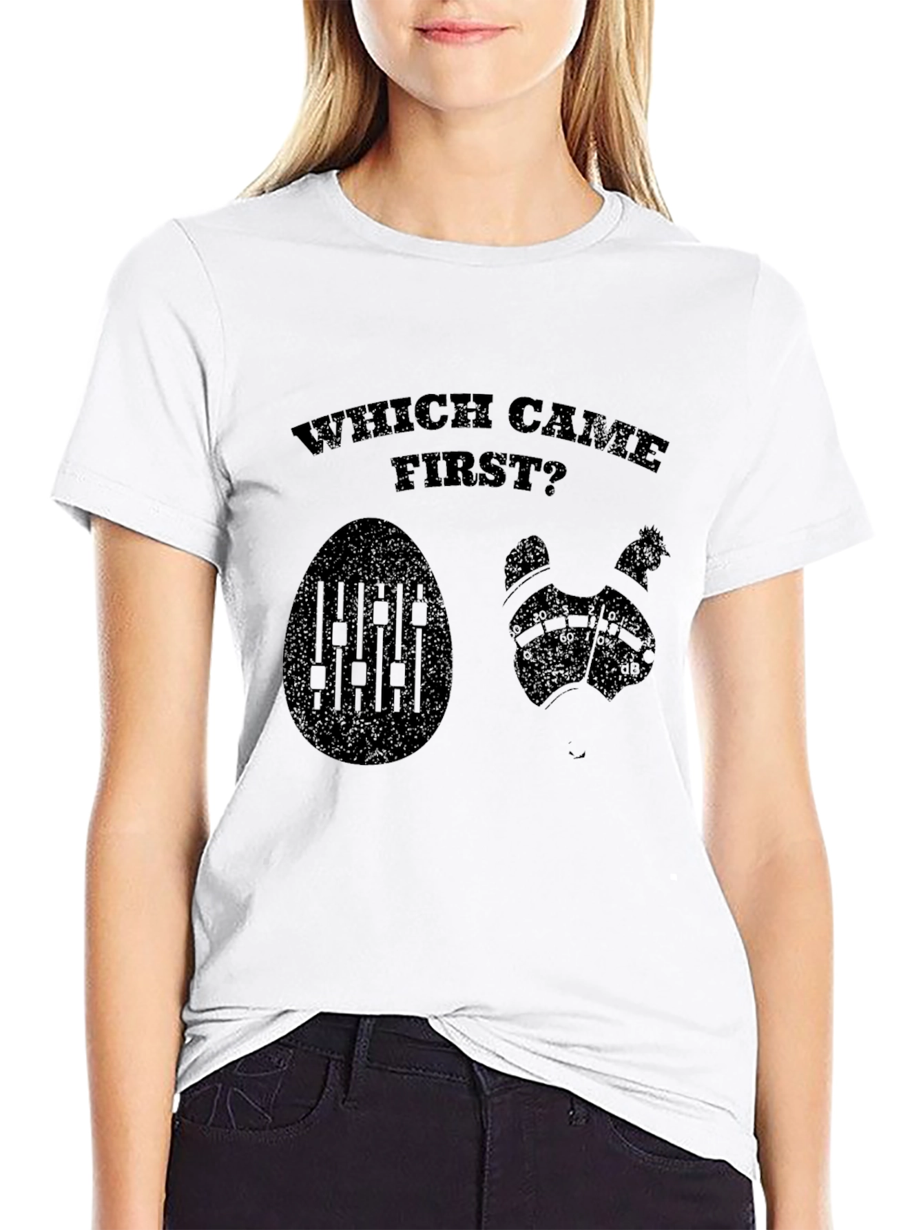 Which Came First? Egg or Chicken Black T-Shirt