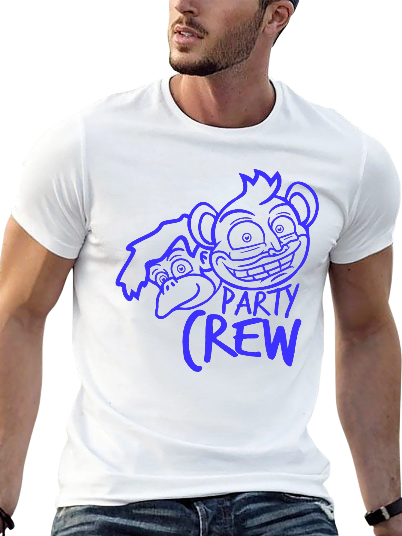 Monkey Party Crew Graphic Tee - Black