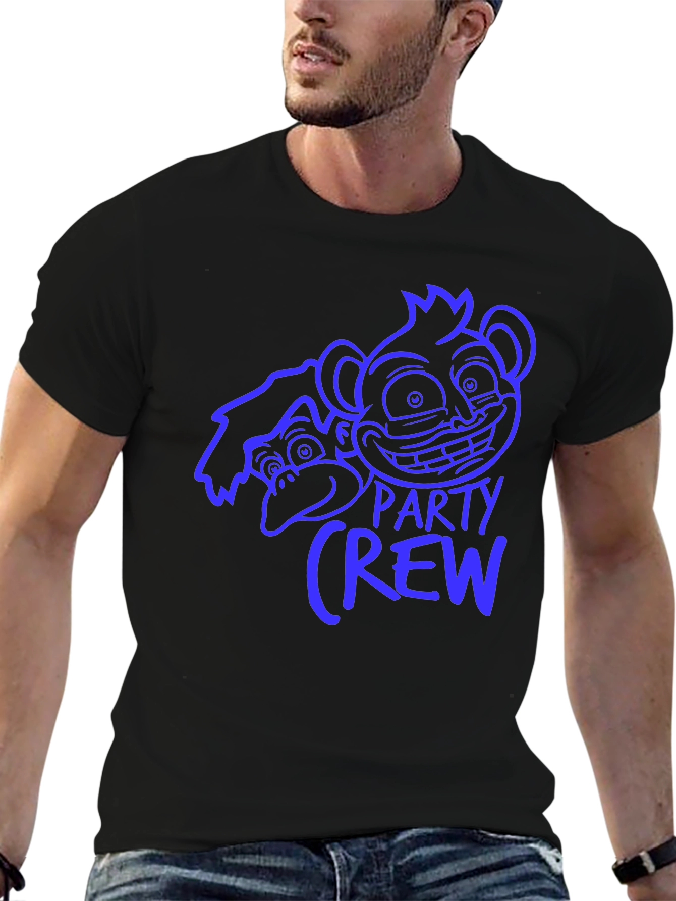 Monkey Party Crew Graphic Tee - Black