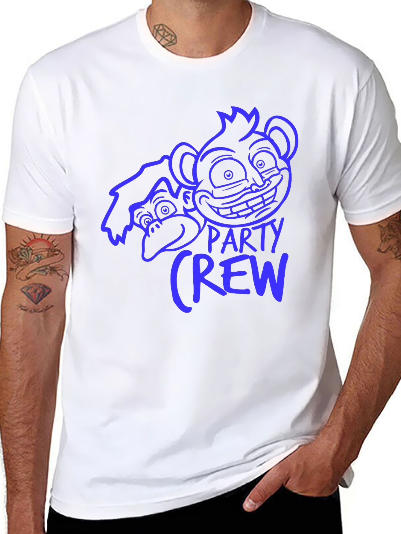 Monkey Party Crew Graphic Tee - Black
